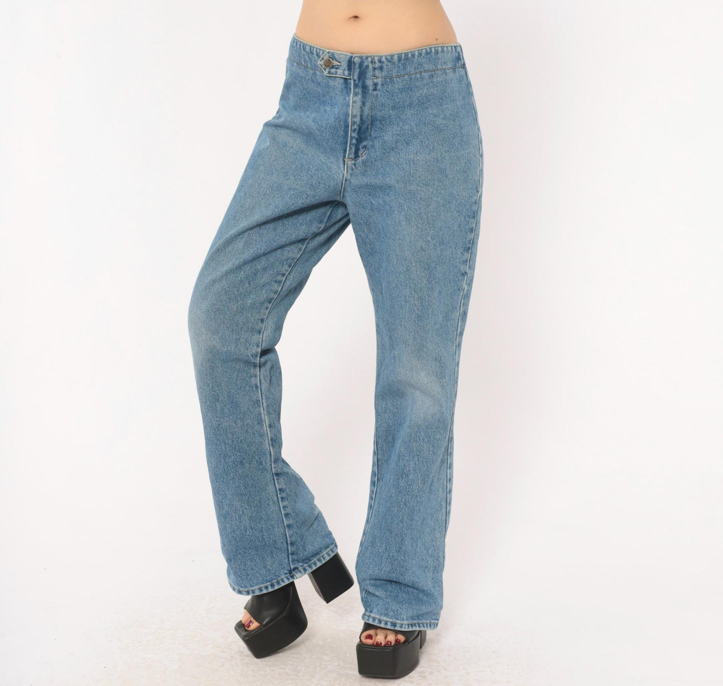 90s Paris Blues Light Wash Straight Leg Jeans Pocketless Cotton Medium