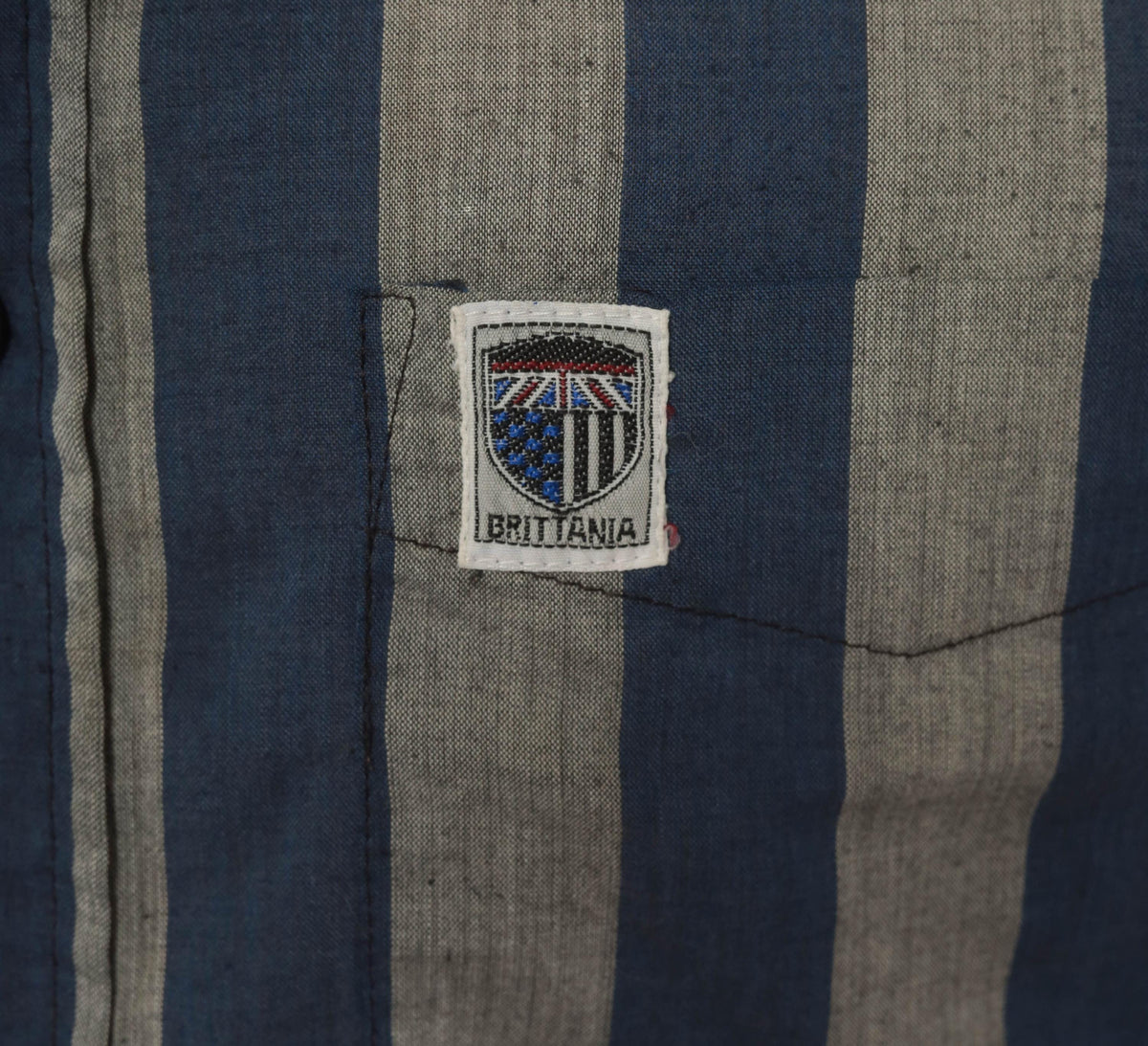 80s Brittania Striped Button Down Navy Grey Vertical Stripe Shirt Plus Size XXL