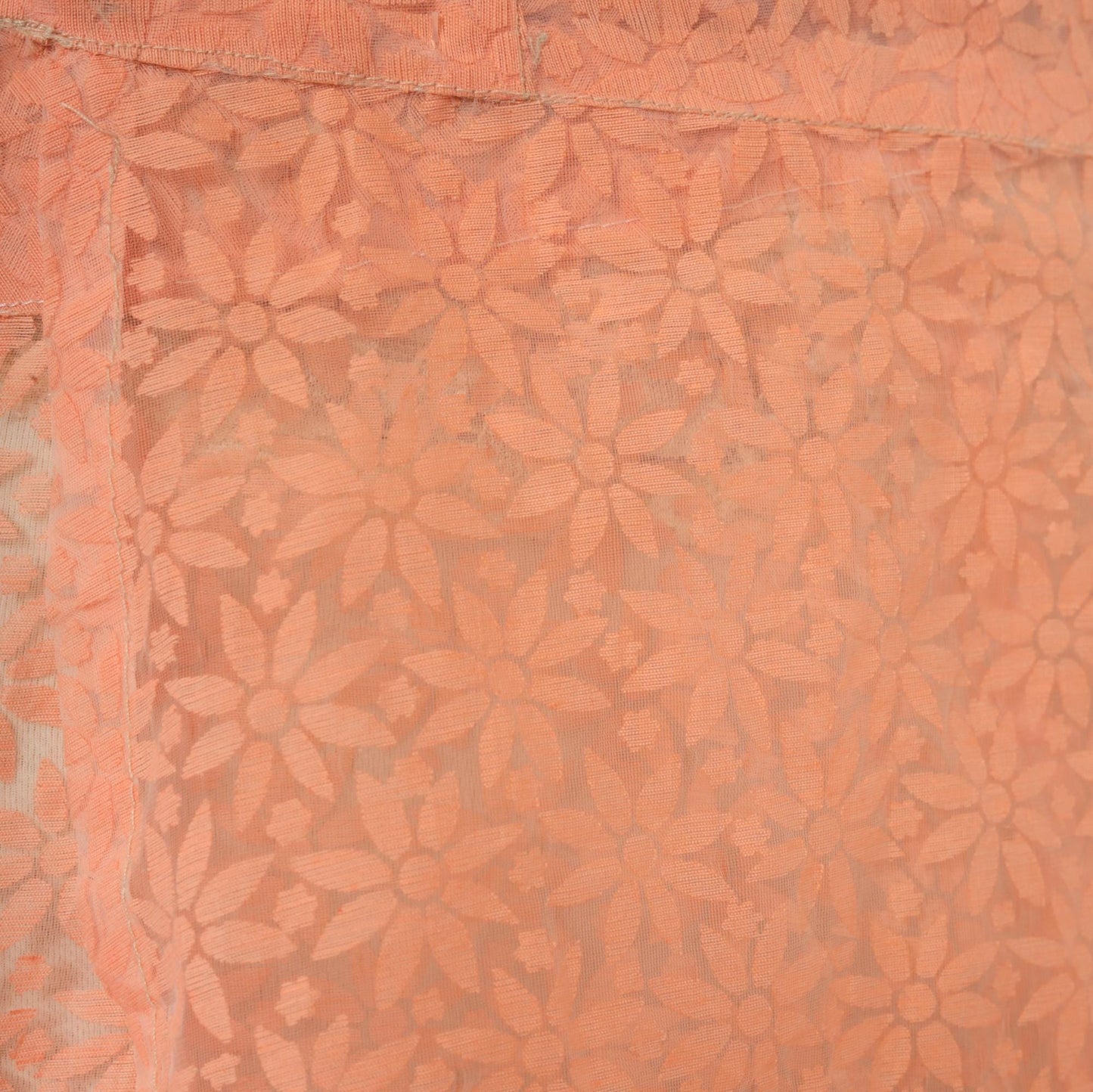 90s Peach Floral Lace Wrap Midi Skirt A-Line Daisy Sheer Medium to Extra Large