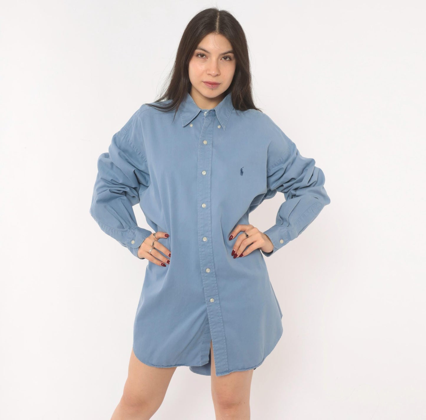 90s Ralph Lauren Powder Blue Cotton Oxford Button-Down Shirt Extra Large XL