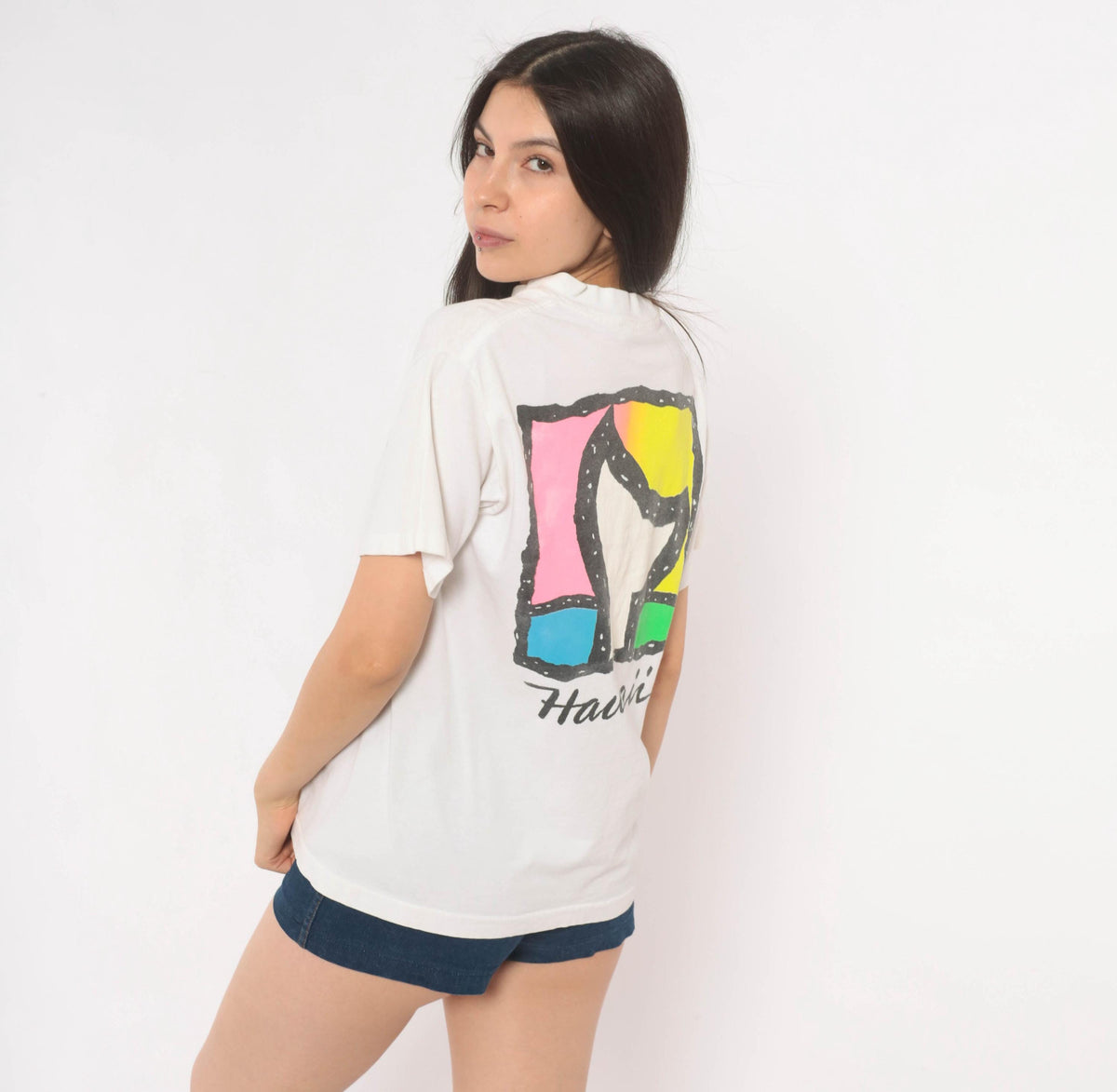 90s Softee Teejays Hawaii Whale Tail Graphic Tee White Cotton Medium