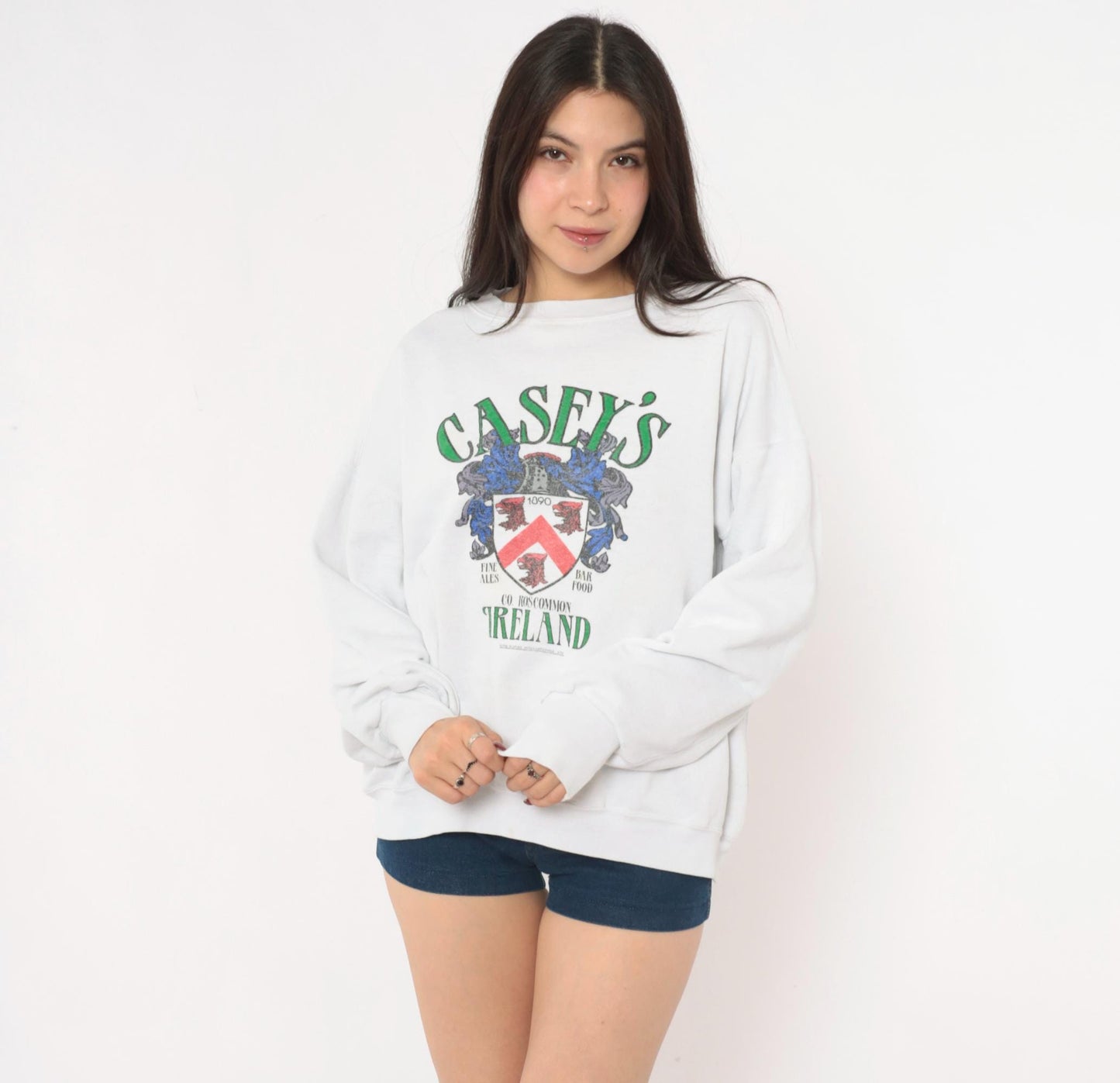 80s Healthknit Casey's Pub Ireland Crewneck Sweatshirt Green Crest Extra Large