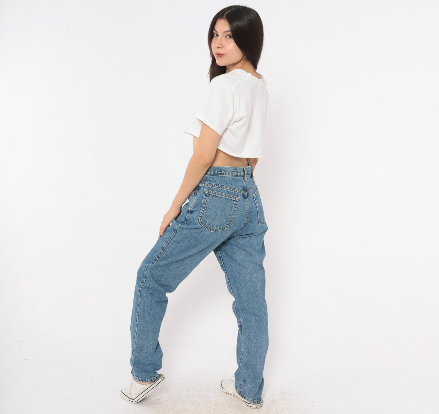 90s Calvin Klein High-Waist Straight Jeans Medium Wash Blue Small S