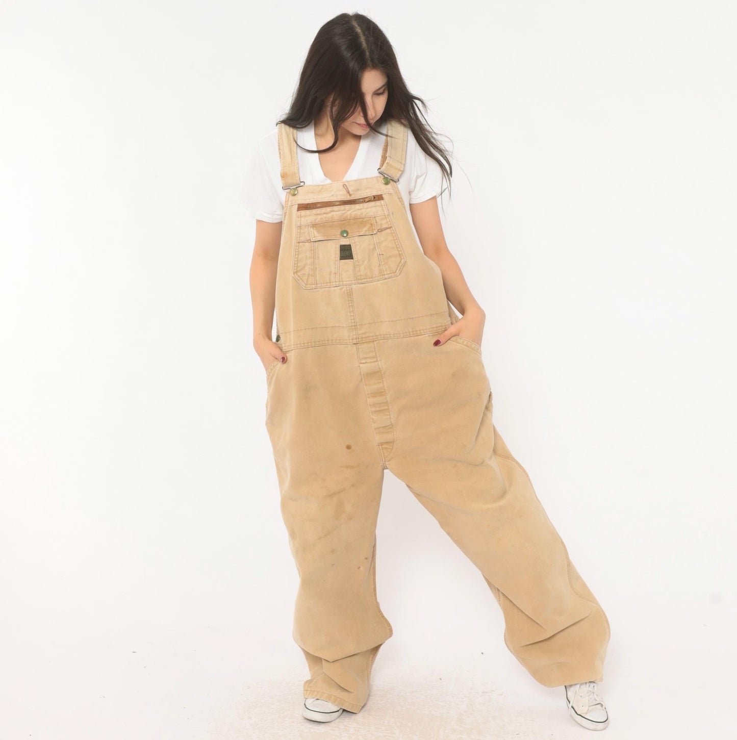 90s Liberty Canvas Bib Overalls Tan Workwear Unisex Large