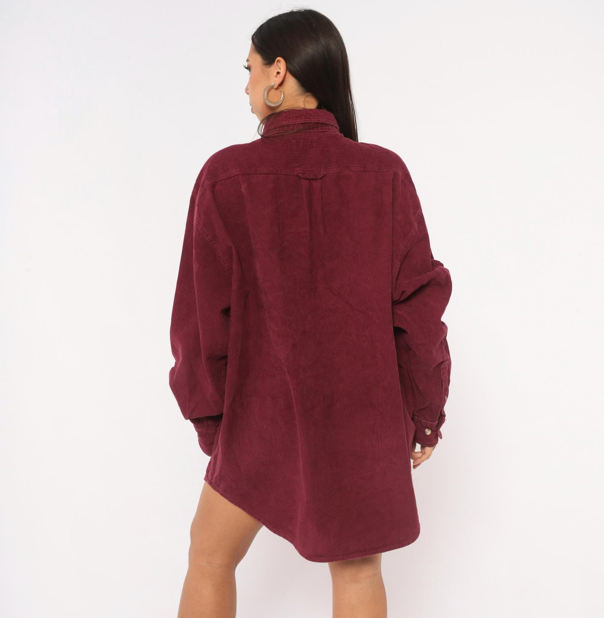 90s Fargo Clothing Burgundy Corduroy Button-Down Shirt Long Sleeve Large L