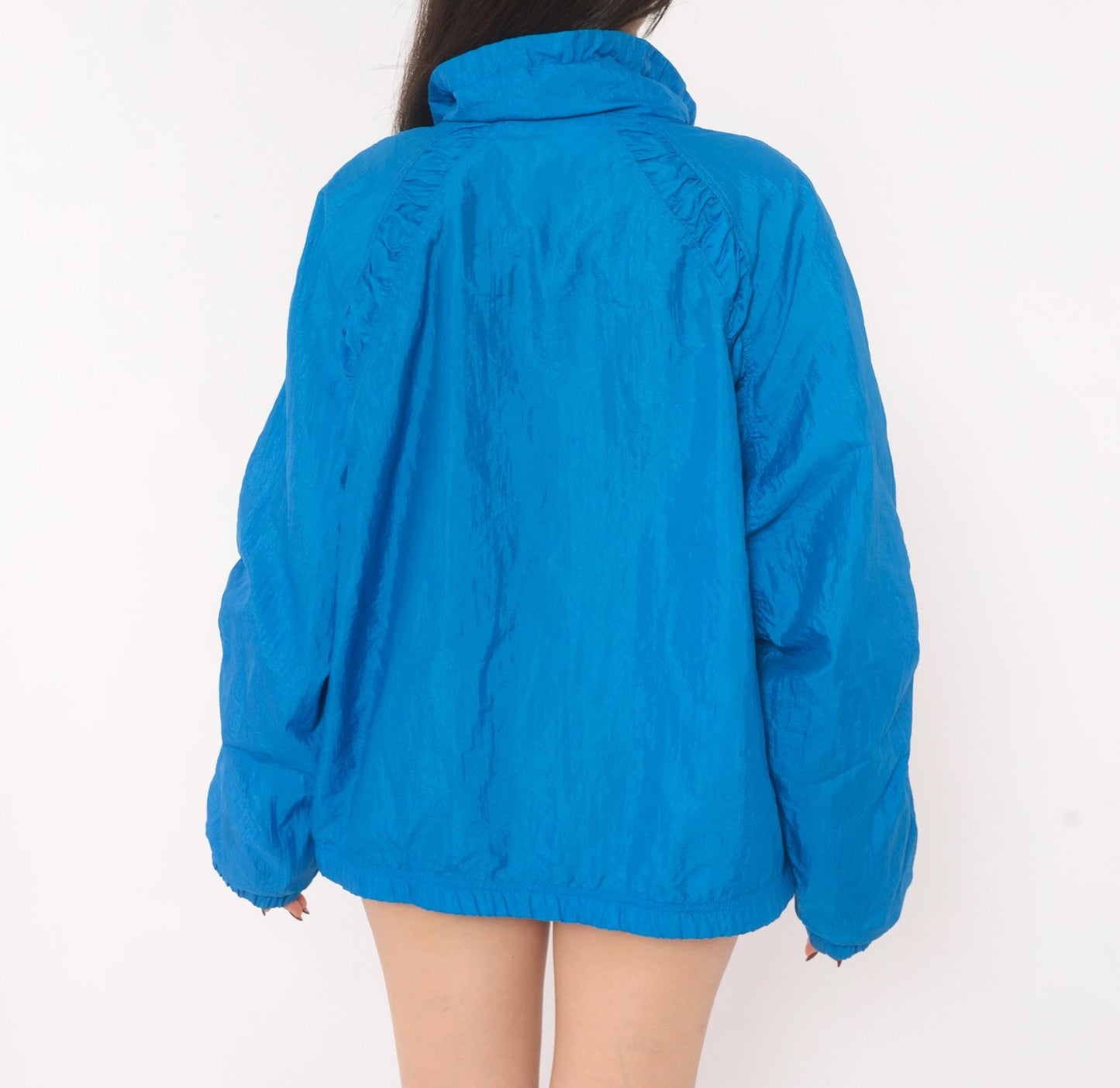 90s Head Windbreaker Cobalt Blue Nylon Zip Jacket Medium