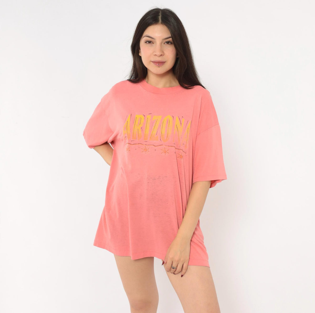 90s Arizona Souvenir Tee Coral Pink Sun Graphic Cotton Unisex Extra Large XL