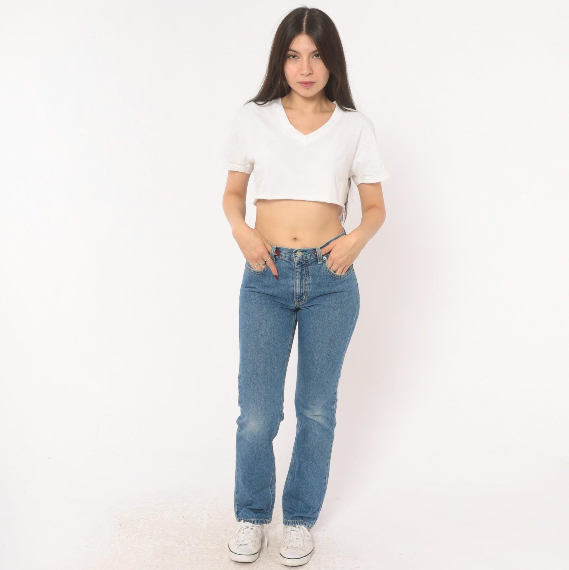 Tommy Hilfiger High Waist Straight Leg Mom Jeans Medium Wash Blue Cotton Extra Small XS