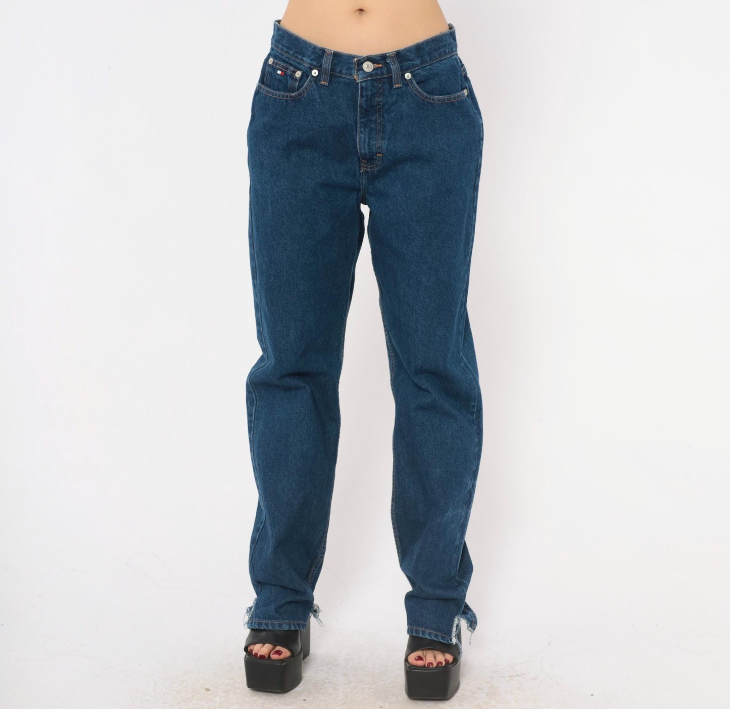Tommy Hilfiger Dark Wash Straight Leg High Rise Mom Jeans Medium M
