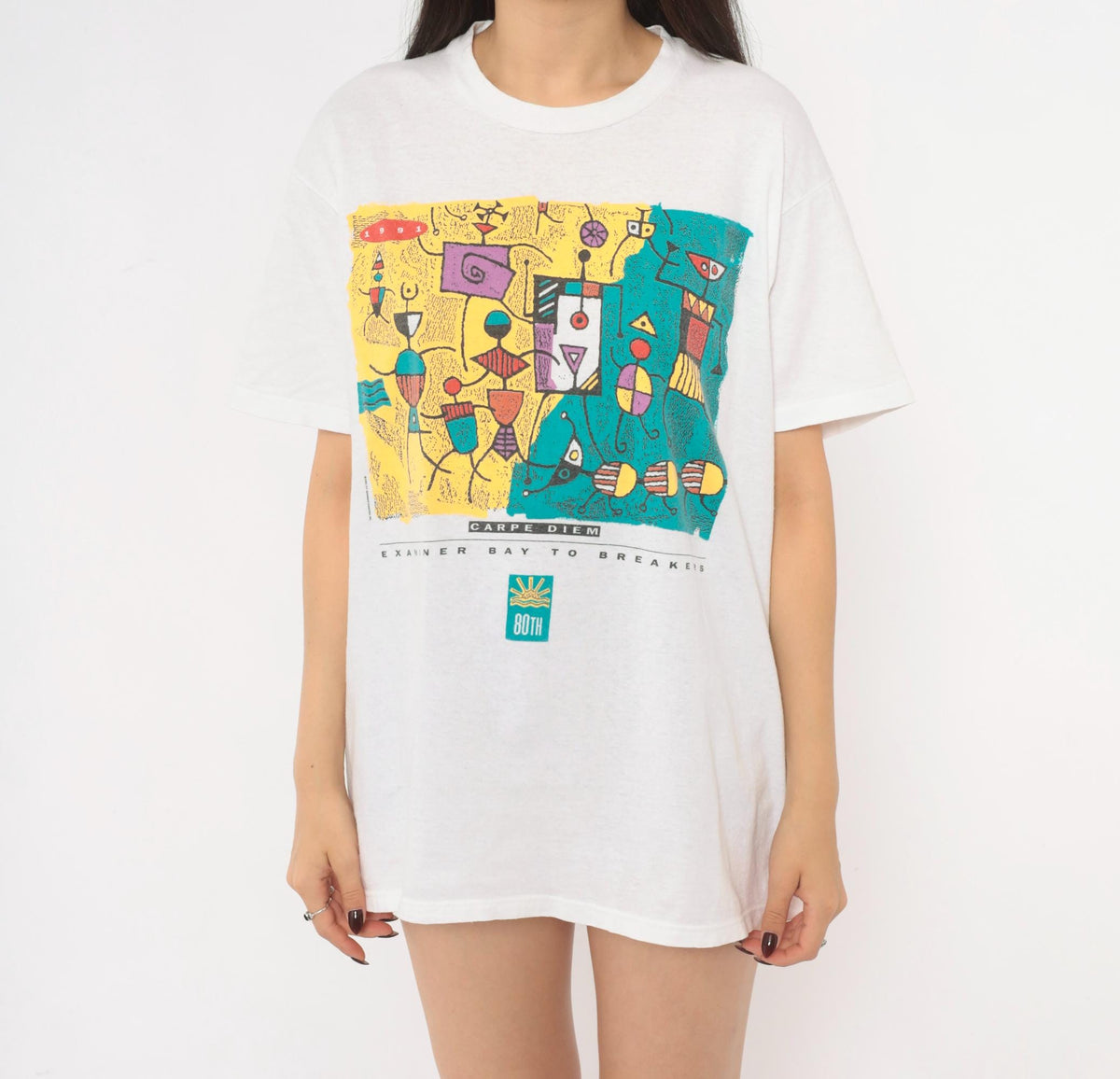 90s Bay To Breakers 1991 San Francisco Graphic Tee White Cotton Large