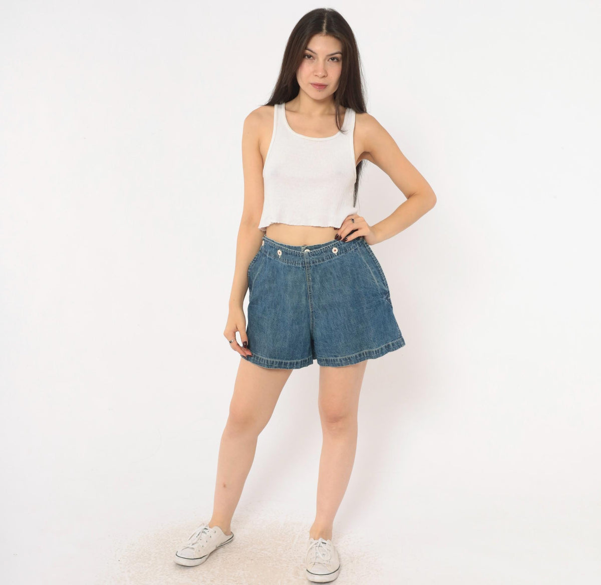 Y2K Ralph Lauren Denim Shorts Blue High Waist Cotton Medium M