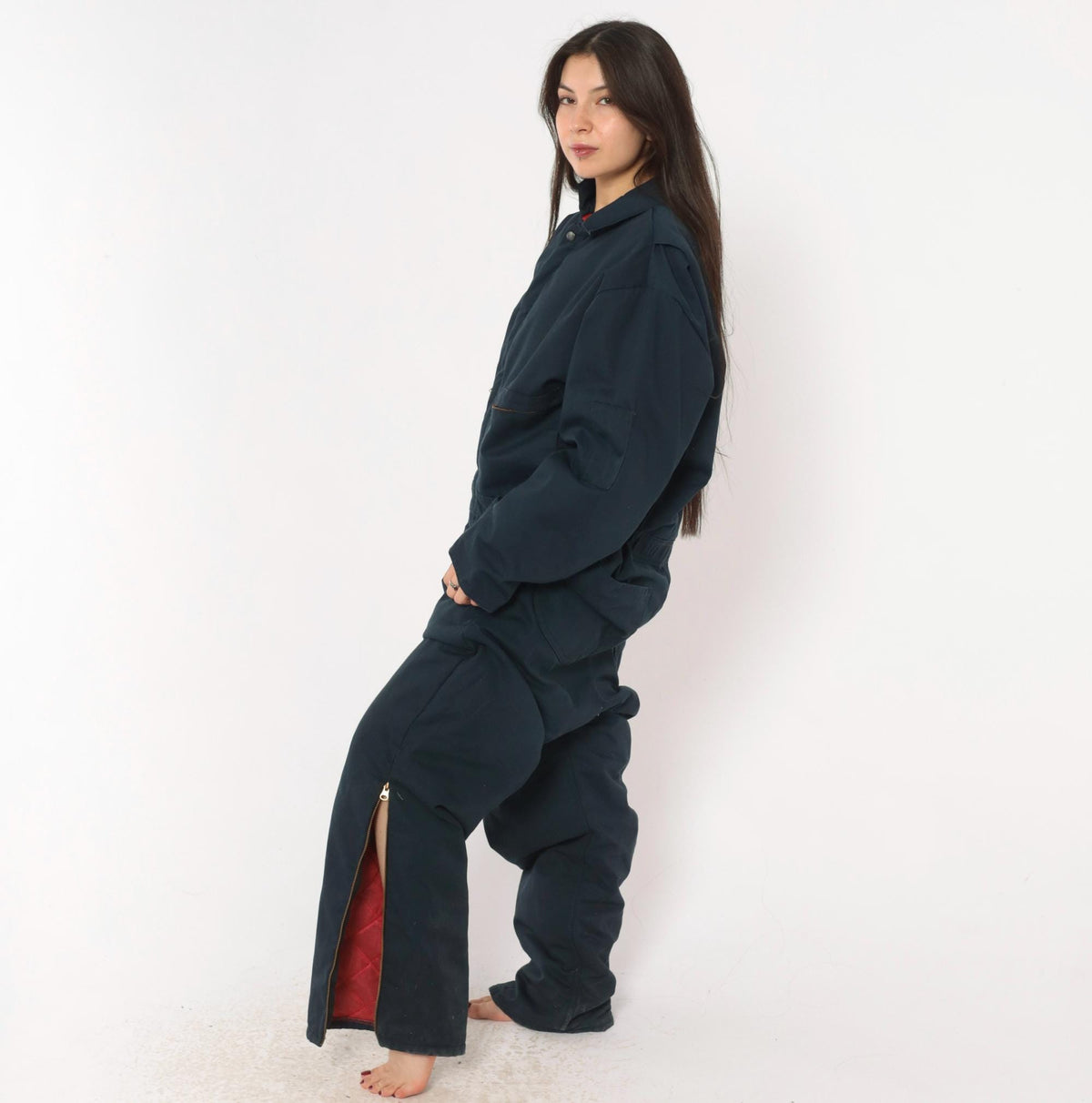 90s Cintas Navy Insulated Coveralls Quilted Lining Workwear Jumpsuit Large