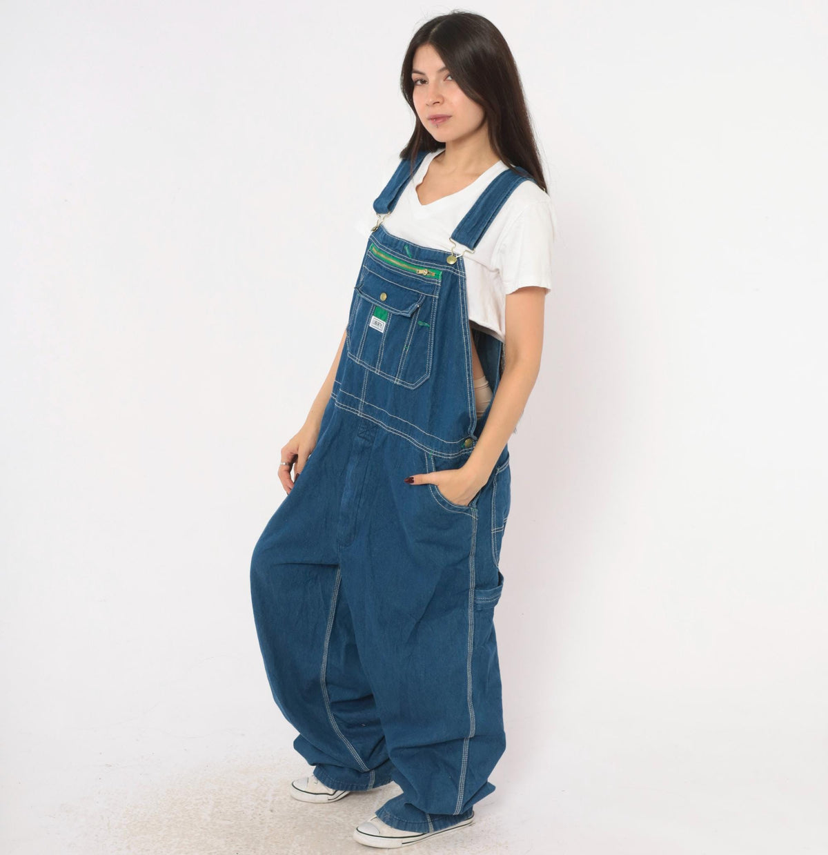 Y2K Liberty Blue Denim Bib Overalls Cotton Wide Leg Carpenter Unisex Extra Large XXL