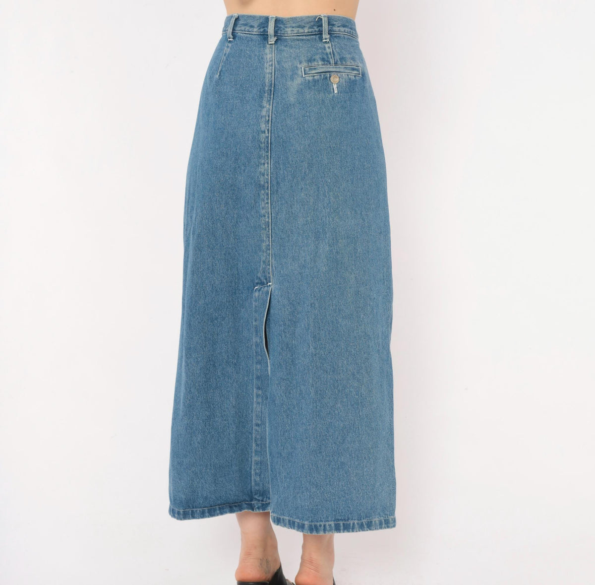 90s Venezia Jeans Denim Maxi Skirt High Waist Blue Cotton Pockets Extra Large XL