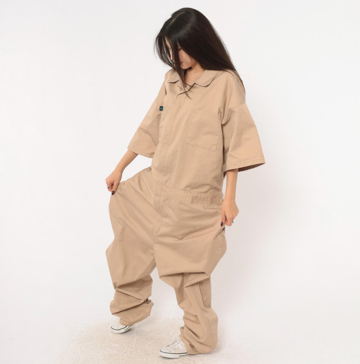 90s Kolossus Tan Coveralls Jumpsuit Short Sleeve Workwear Plus Size 3XL