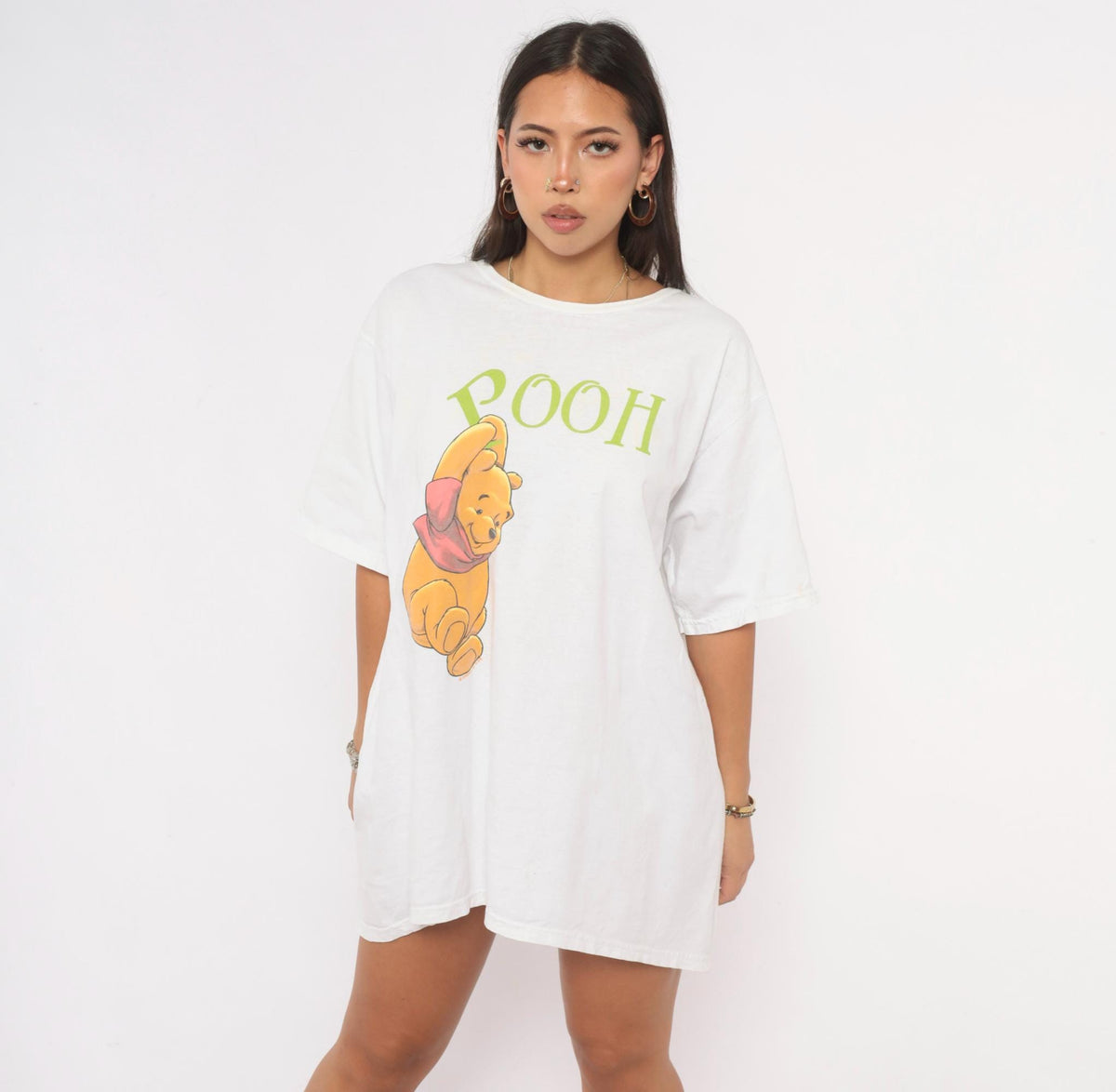 90s Winnie The Pooh Graphic Tee Disney White Cotton Tunic Extra Large XL