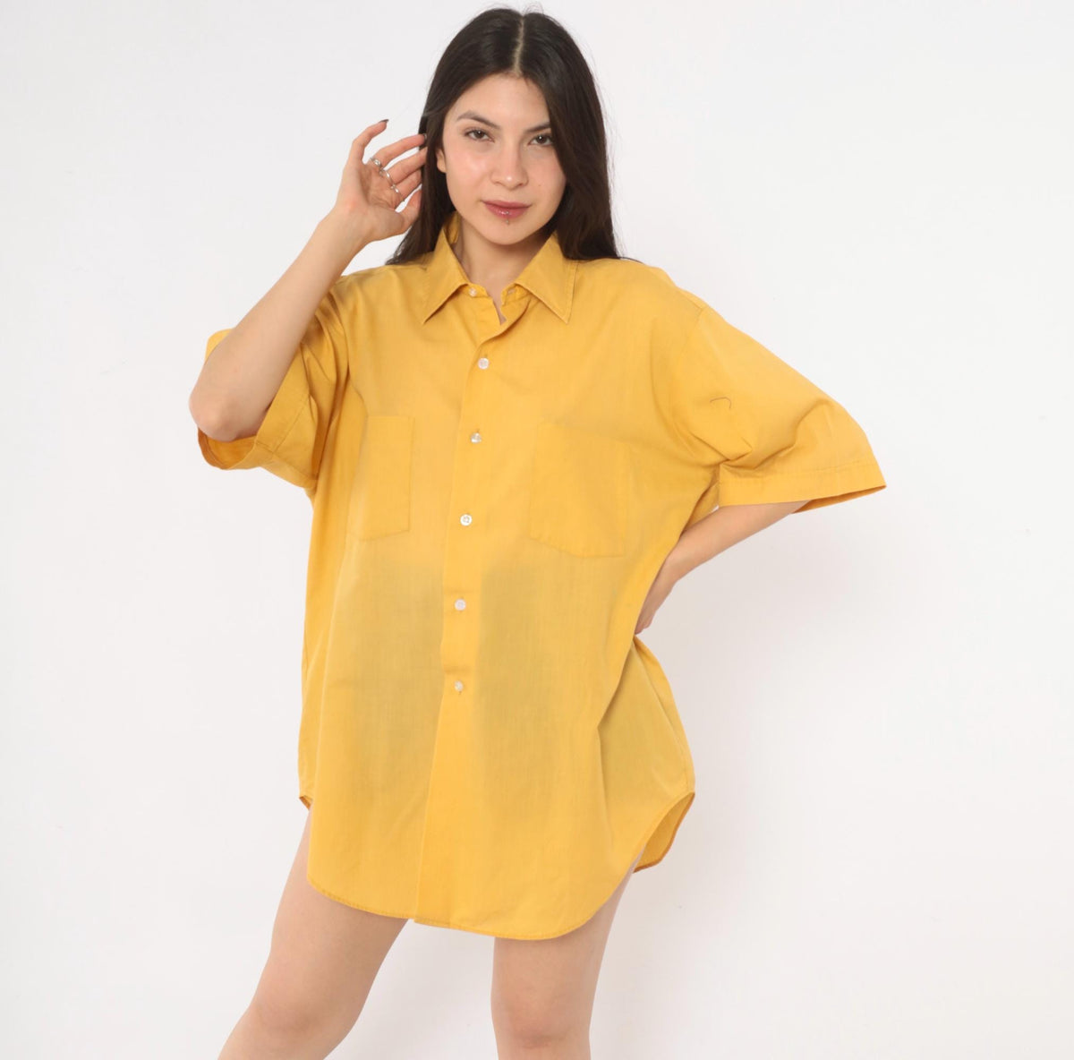 70s Arrow Belmont Club Mustard Yellow Button Up Shirt Extra Large XL