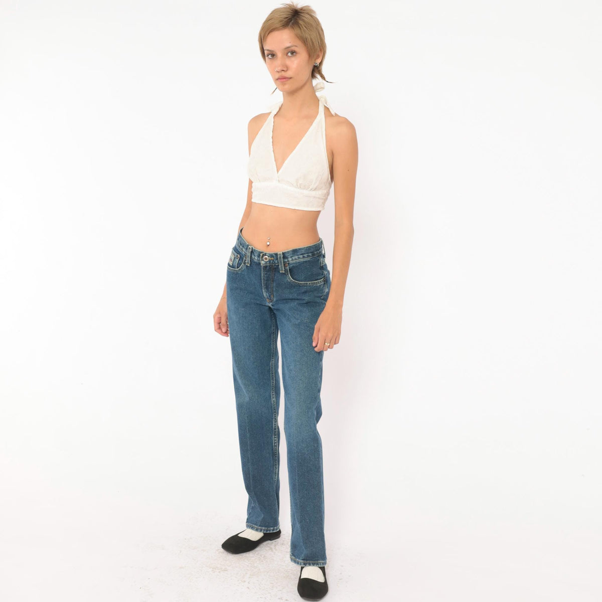 Y2K Cruel Girl Low Rise Straight Leg Jeans Medium Wash Cotton Extra Small XS
