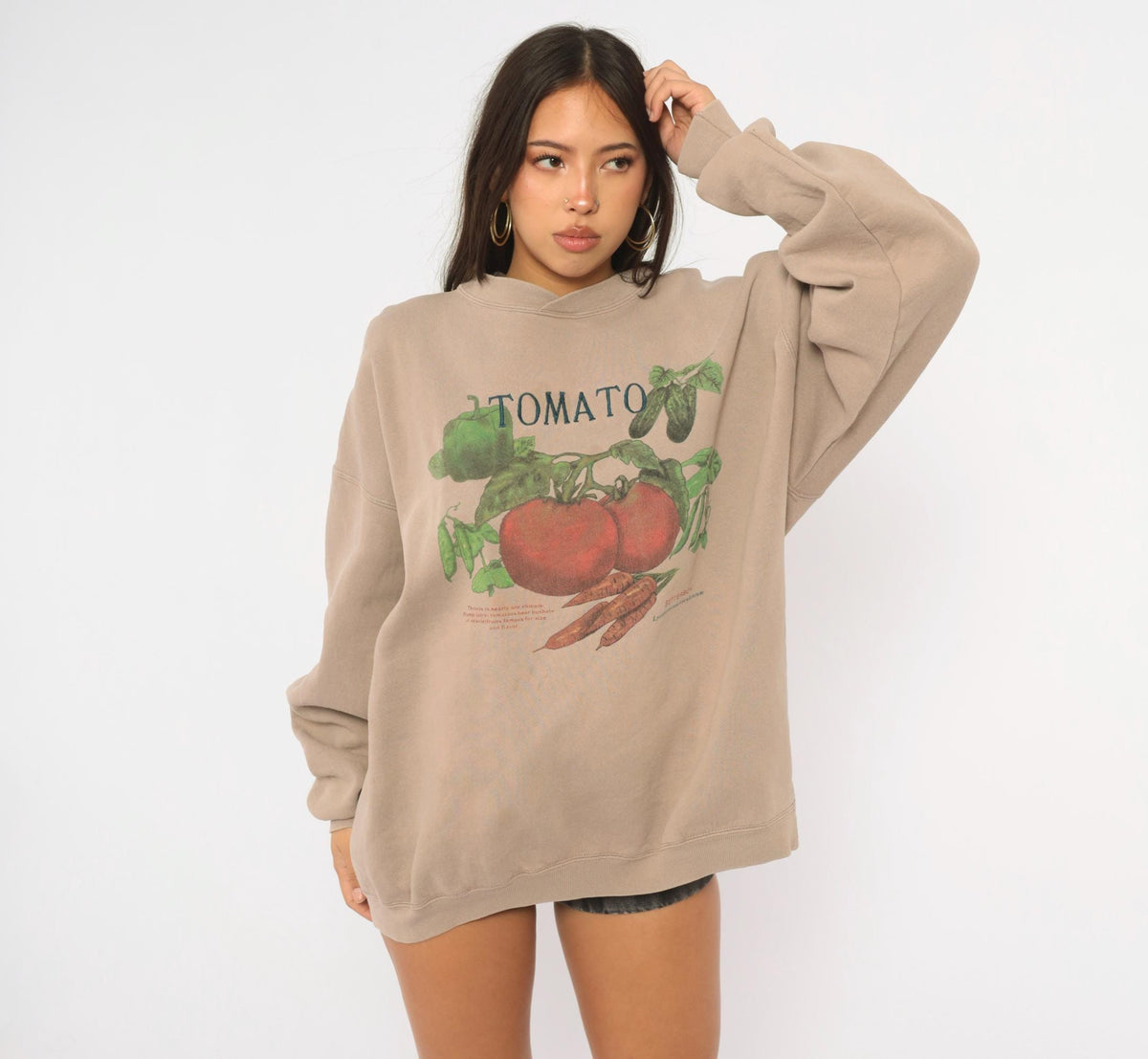 90s 5 Seasons Tomato Garden Vegetable Graphic Sweatshirt Tan Crewneck Large