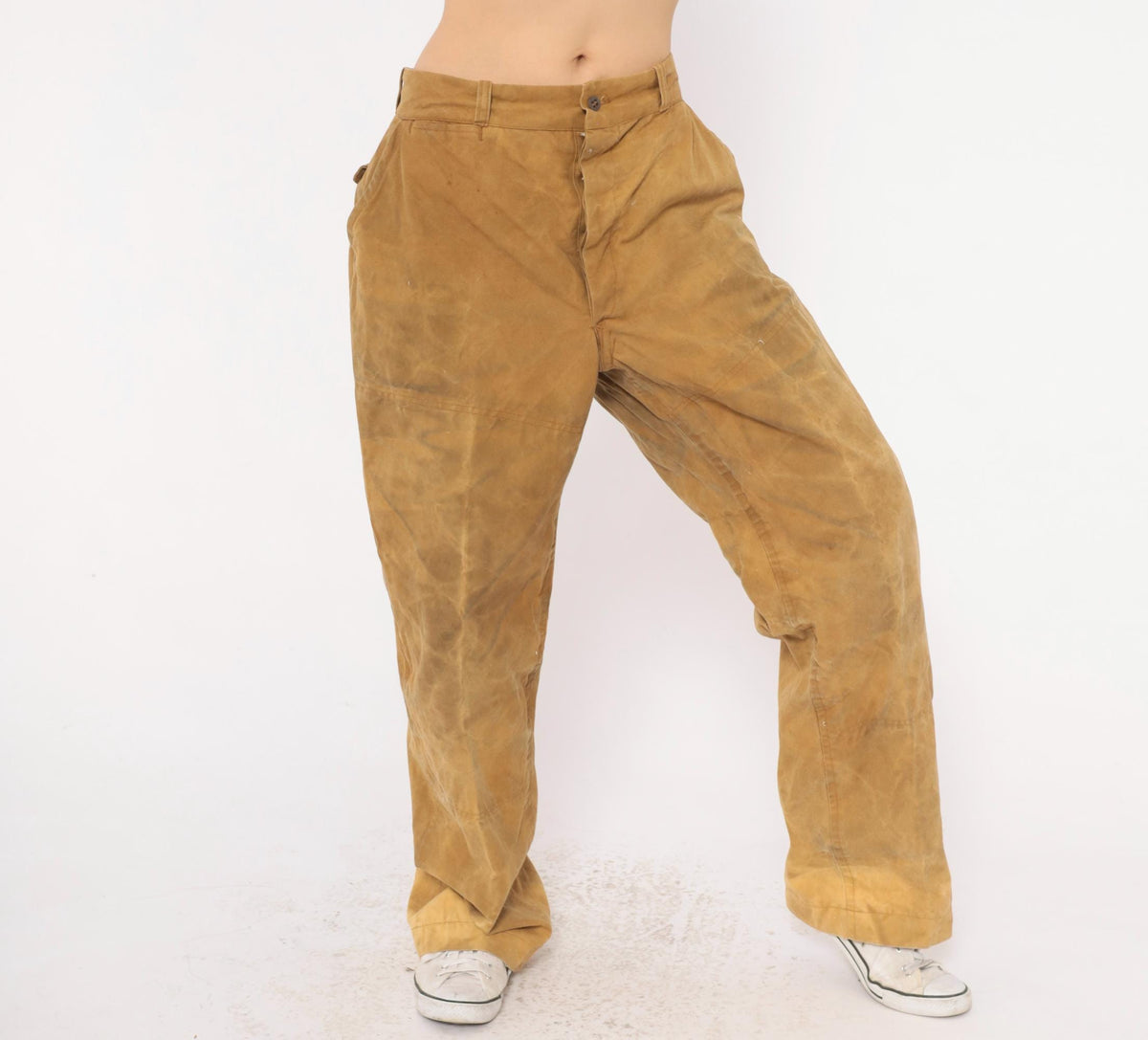 1920s Drybak Hunting Trousers Mustard Cotton High Waist Straight Leg Medium