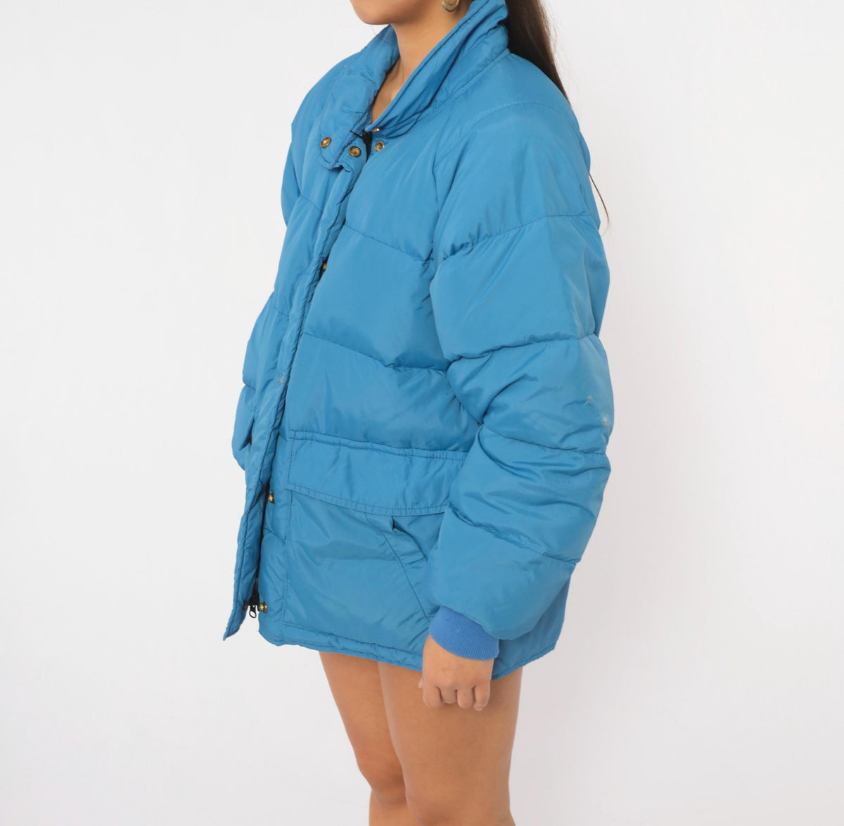 80s Eddie Bauer Cobalt Blue Down Puffer Jacket Raglan Medium