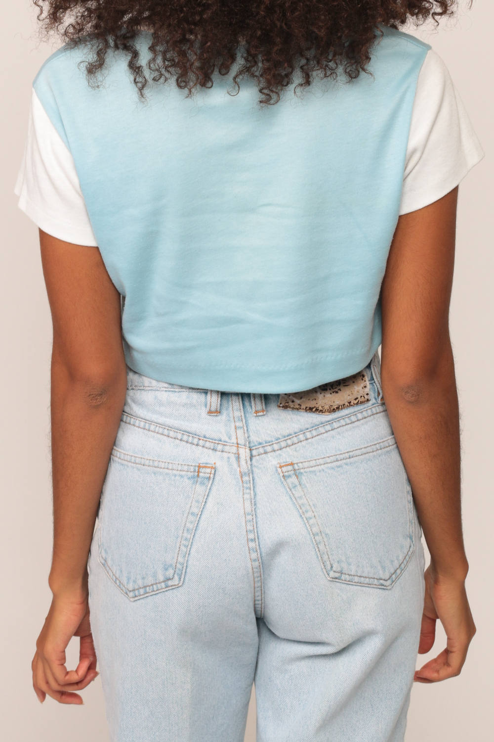 70s Freddy Weller The Roadmaster Concert Crop Top Baby Blue Medium