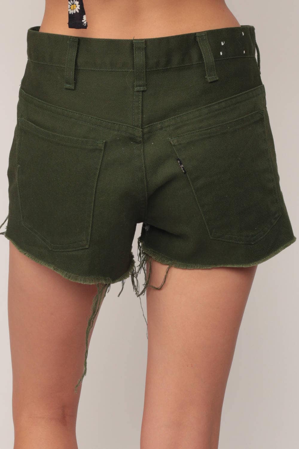 80s Levi's Sta Prest Cutoff Shorts Olive Green High Waisted Medium