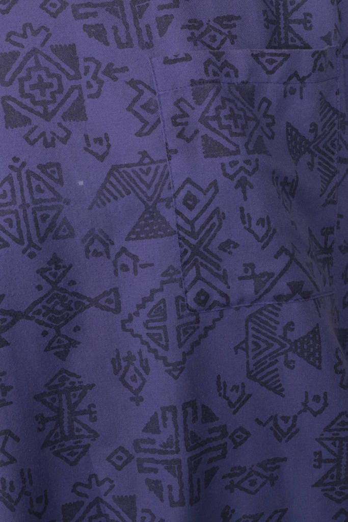 80s Aztec Tribal Print T-Shirt Purple Pocket Tee Medium Large