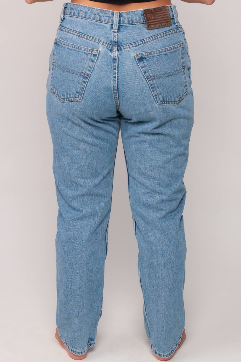 Ralph Lauren 90s High Waist Mom Jeans Blue Denim Tapered Large 12