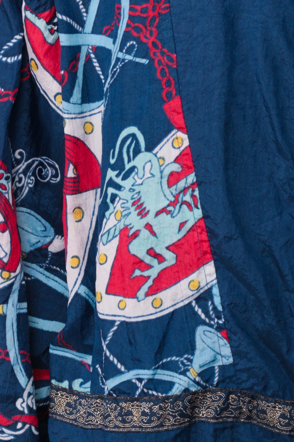 90s Carousel Horse Windbreaker Jacket Blue Nylon Track Coat Large