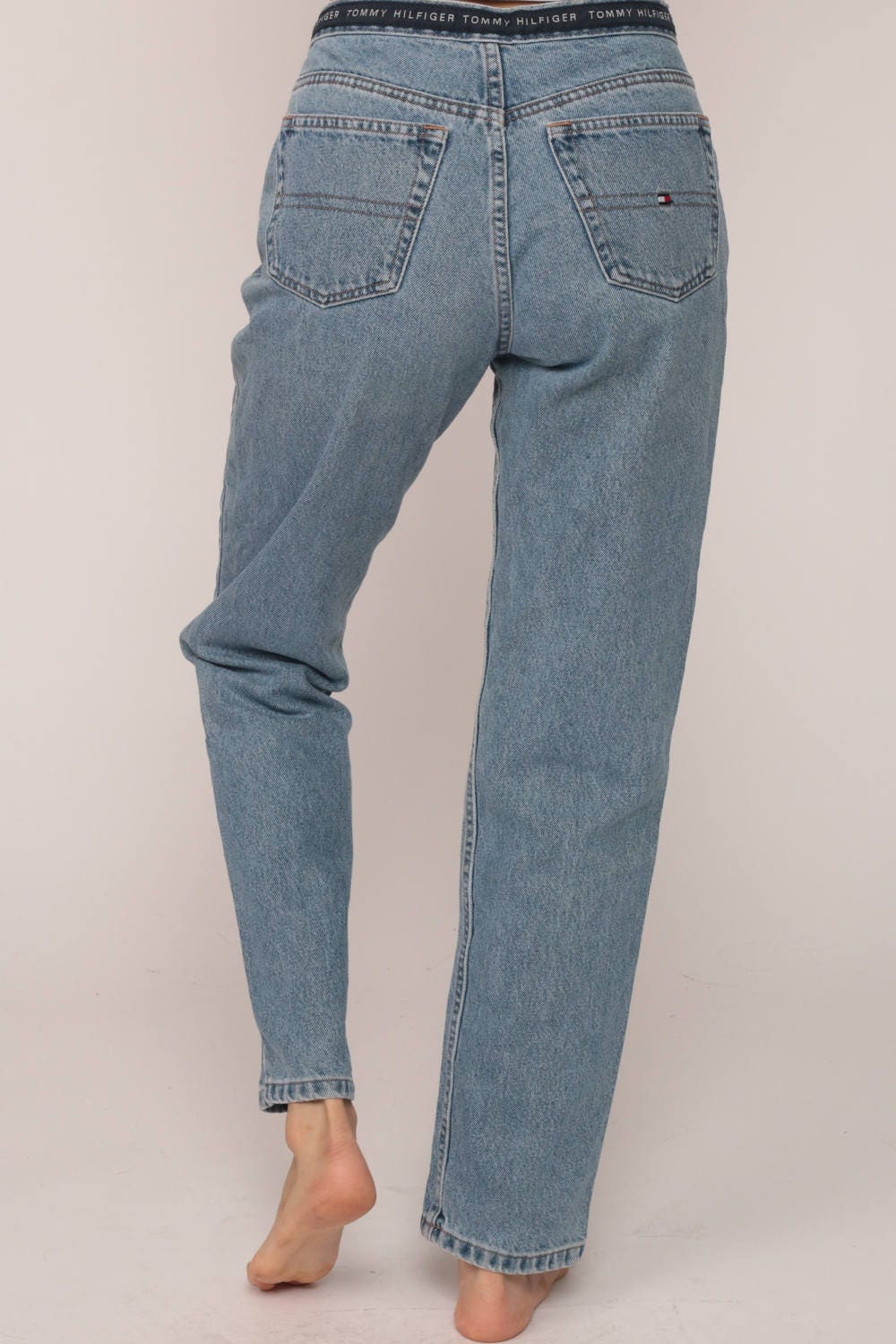 Tommy Hilfiger 90s Spellout Mom Jeans Blue Denim Medium 29