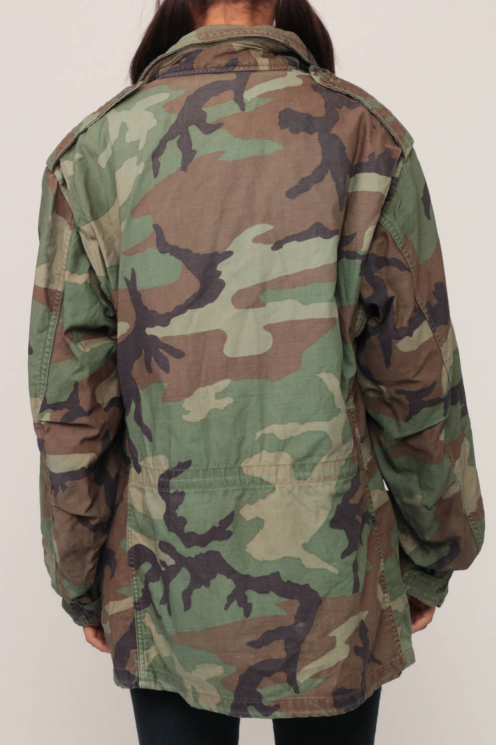 80s Military Camo Jacket Olive Drab Field Cargo Large