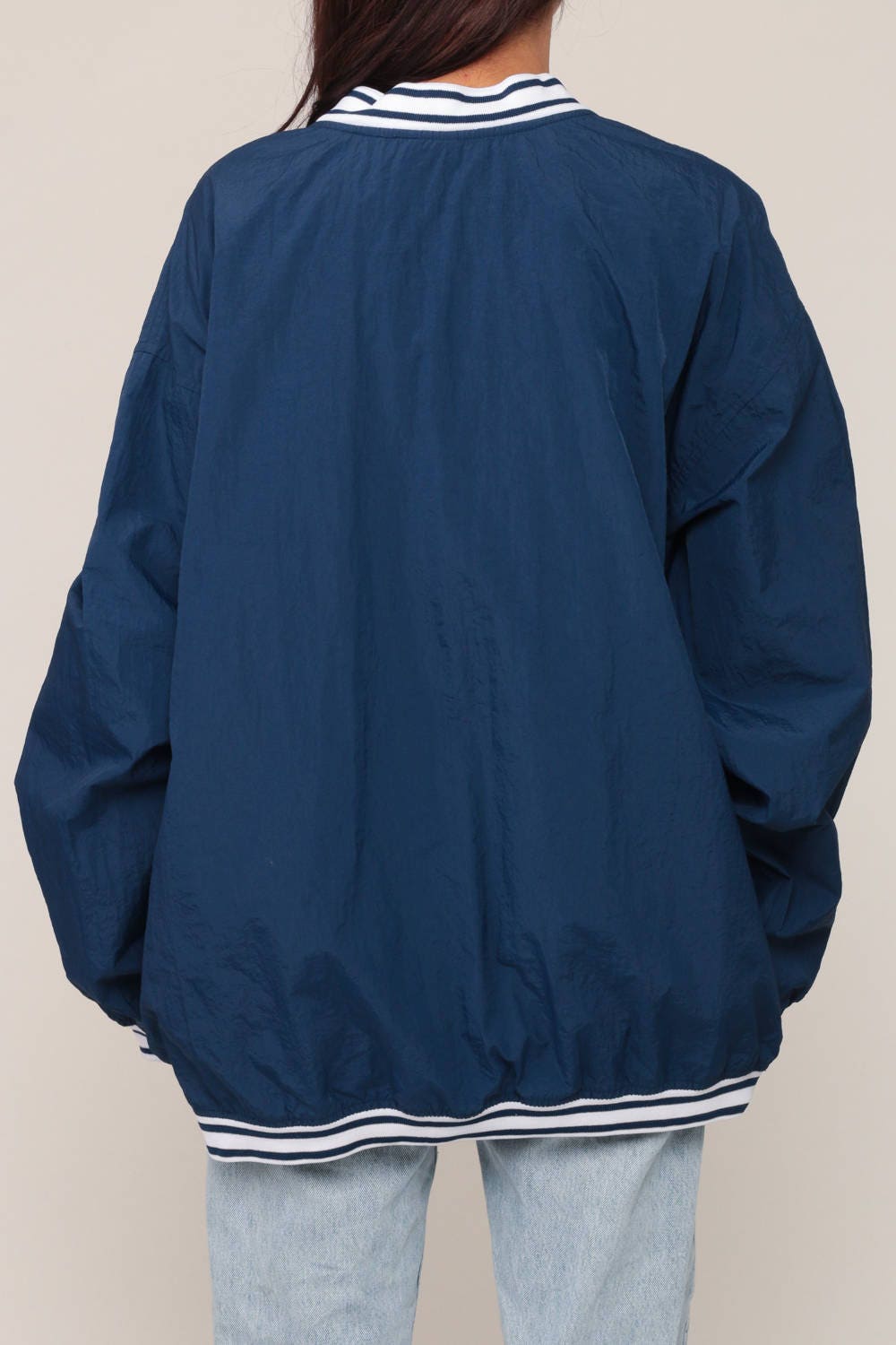 Nike 90s Windbreaker Pullover Jacket V Neck Blue Nylon Extra Large