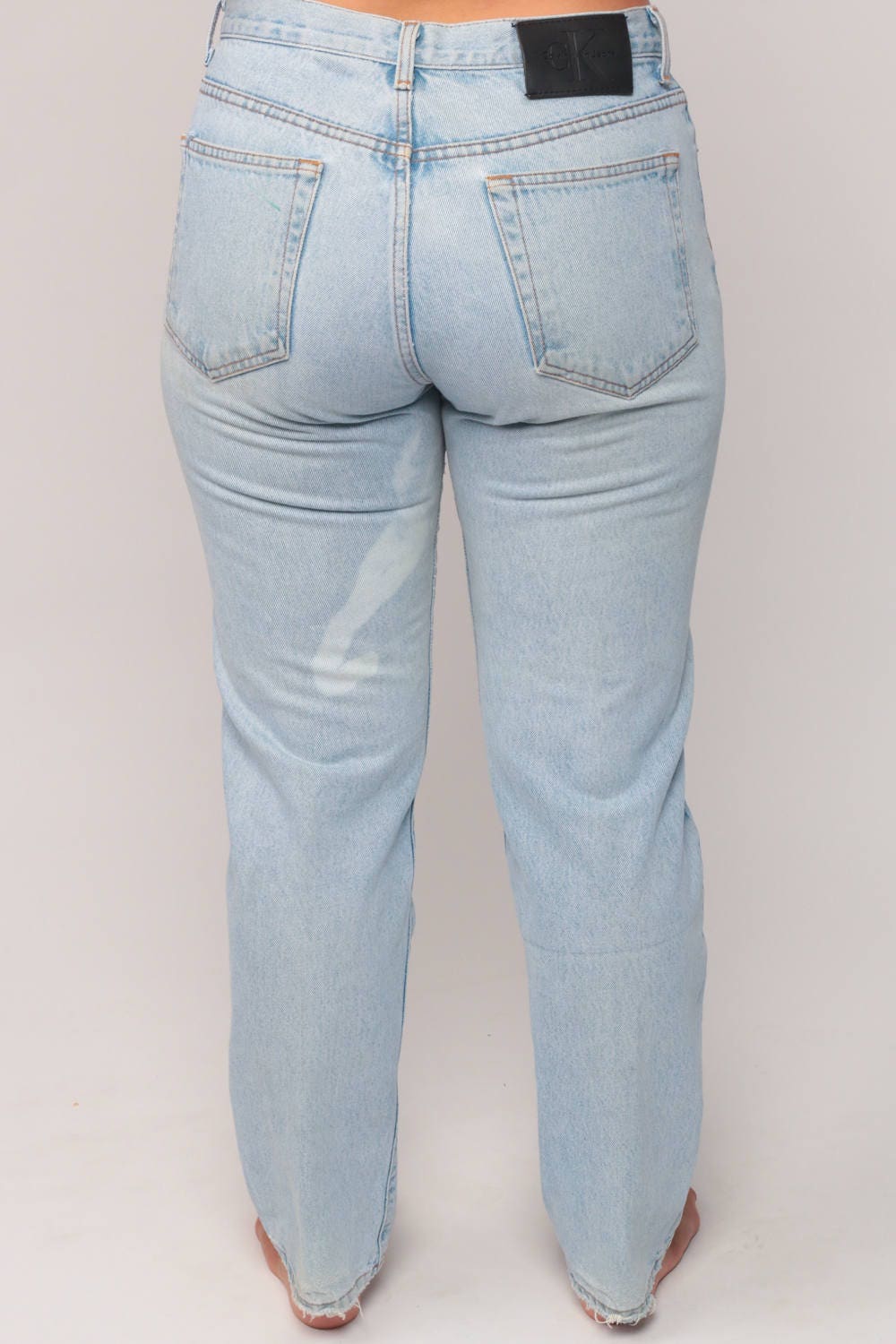 Calvin Klein 90s High Waisted Mom Jeans Distressed Blue Denim Medium Large