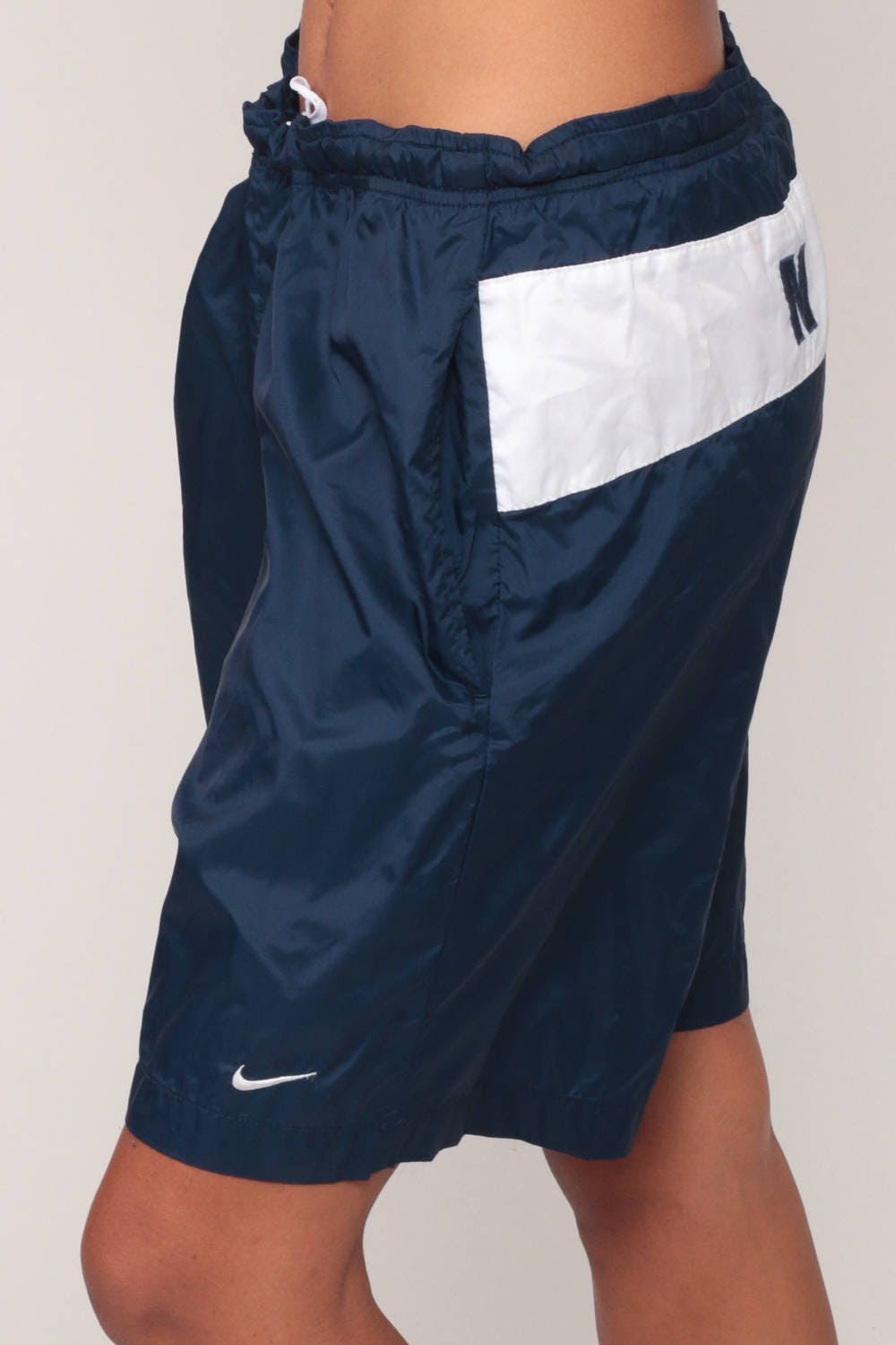 Nike 90s Basketball Shorts Navy Swoosh Spell Out Medium