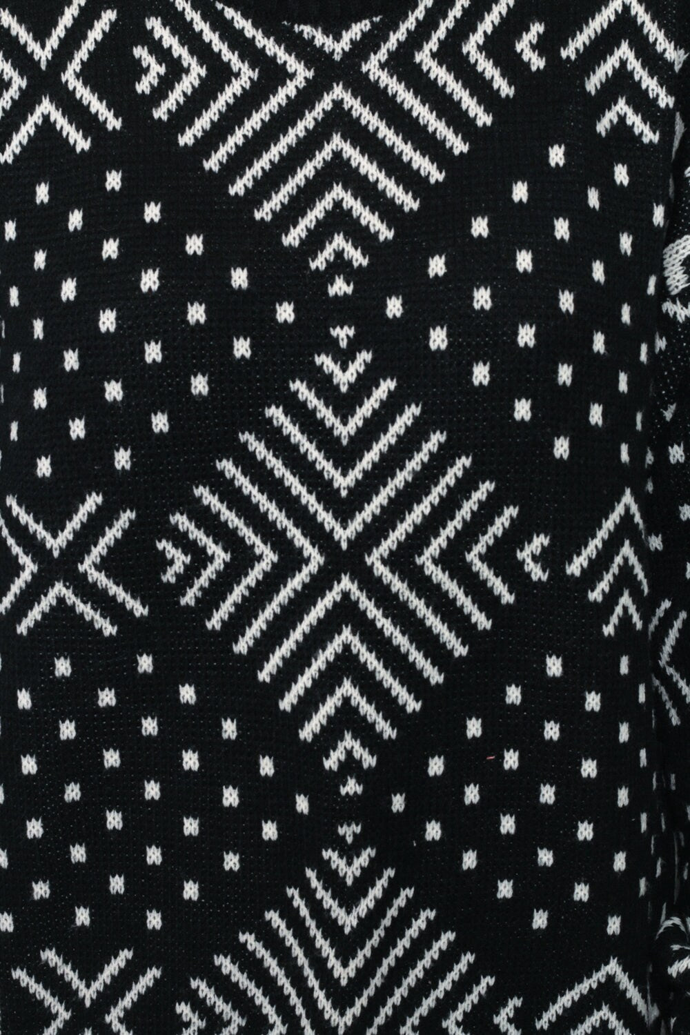 80s Black and White Geometric Knit Sweater Pullover Large