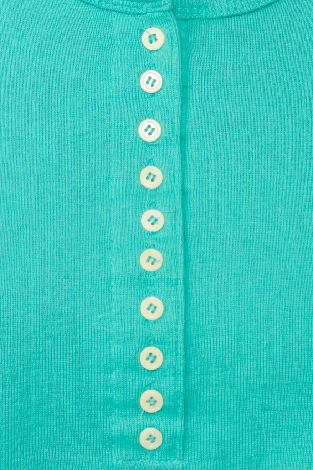 80s Turquoise Cropped Tank Top Button Front Cotton Small