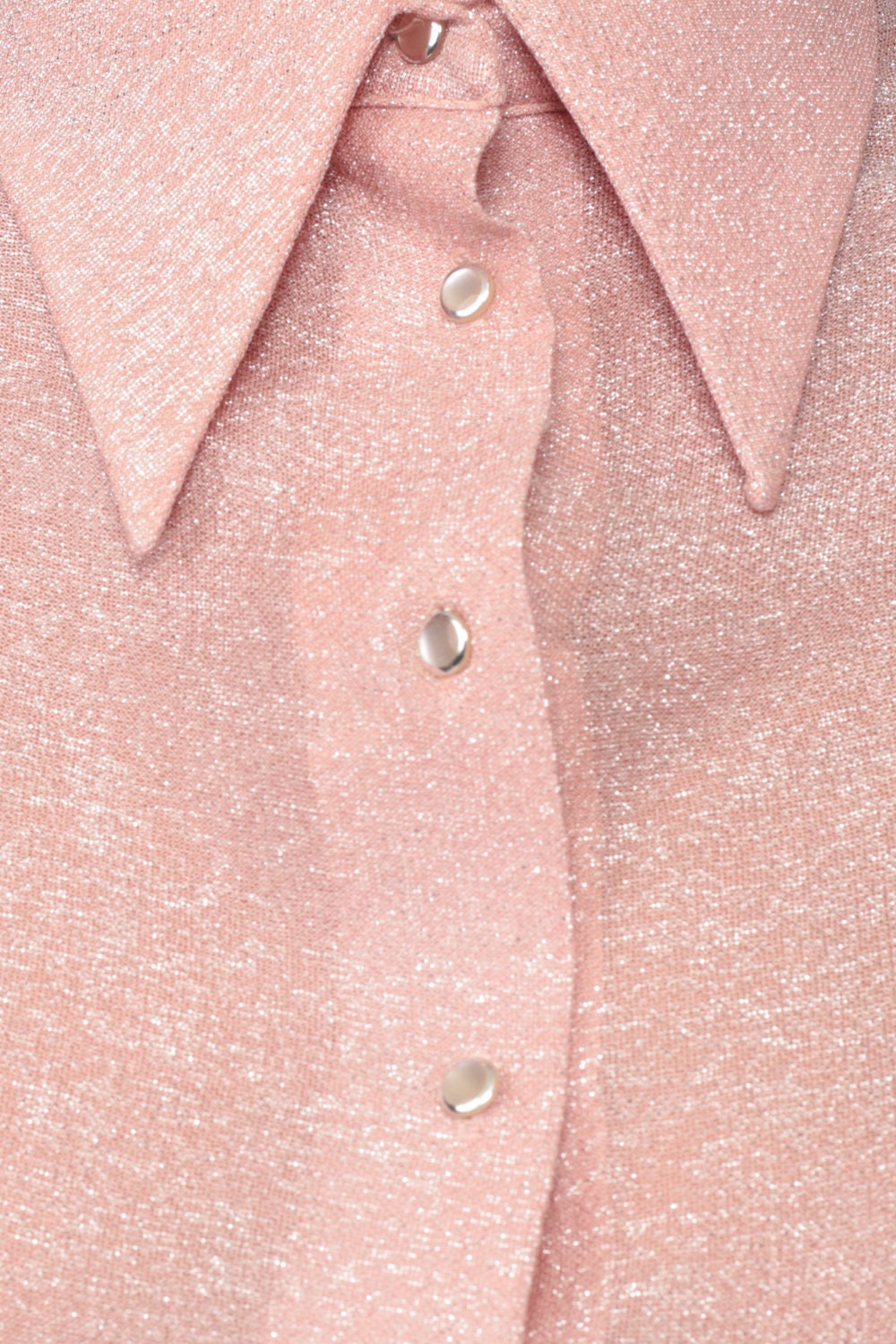 70s Metallic Pink Silver Crop Top Long Sleeve Blouse Small Medium