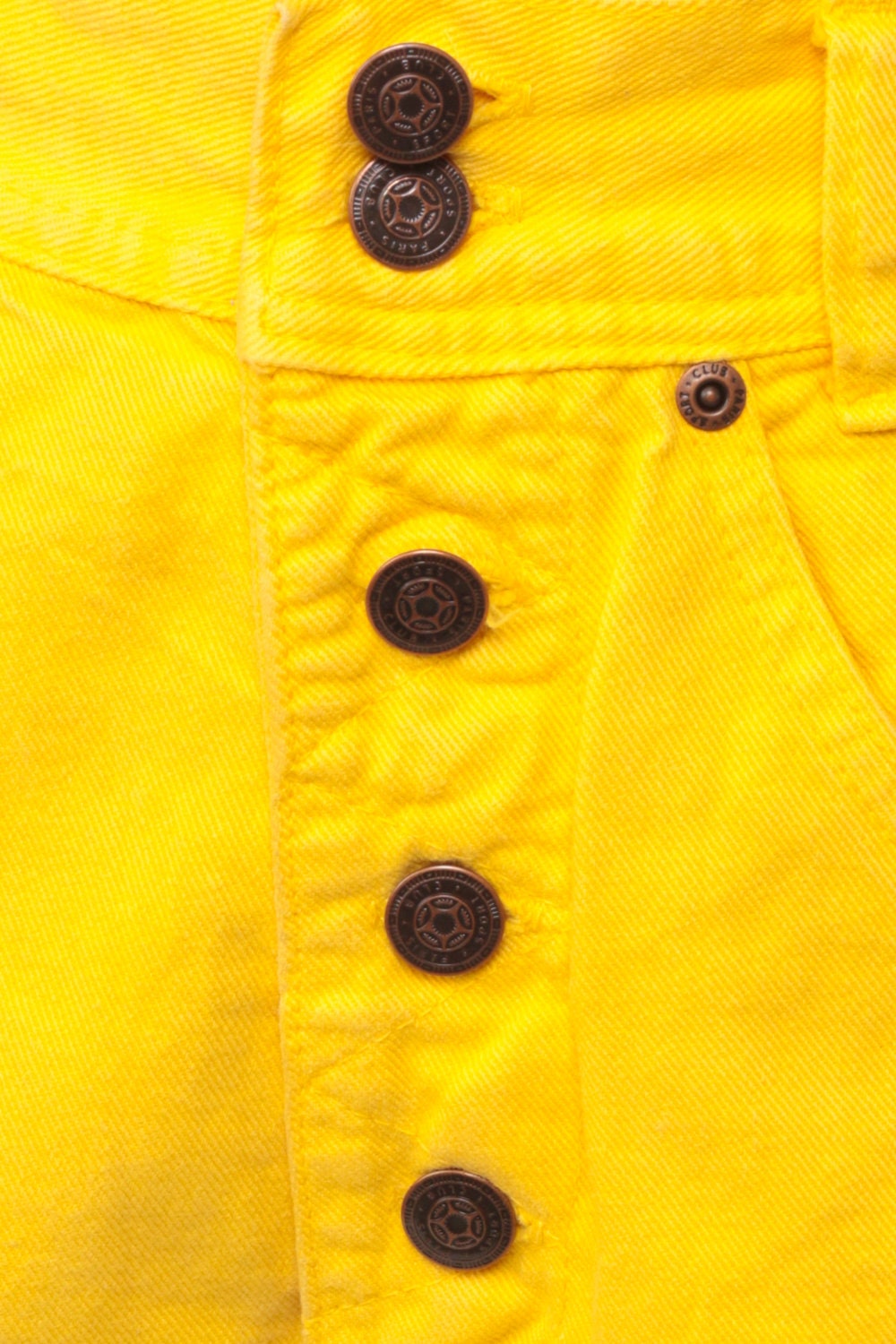 90s Yellow Denim Shorts High Waisted Button Fly Extra Small