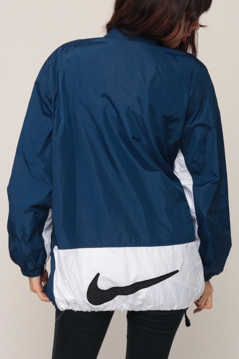 Nike Windbreaker Jacket Shell Zip Dark Blue Nylon Unisex Medium Large