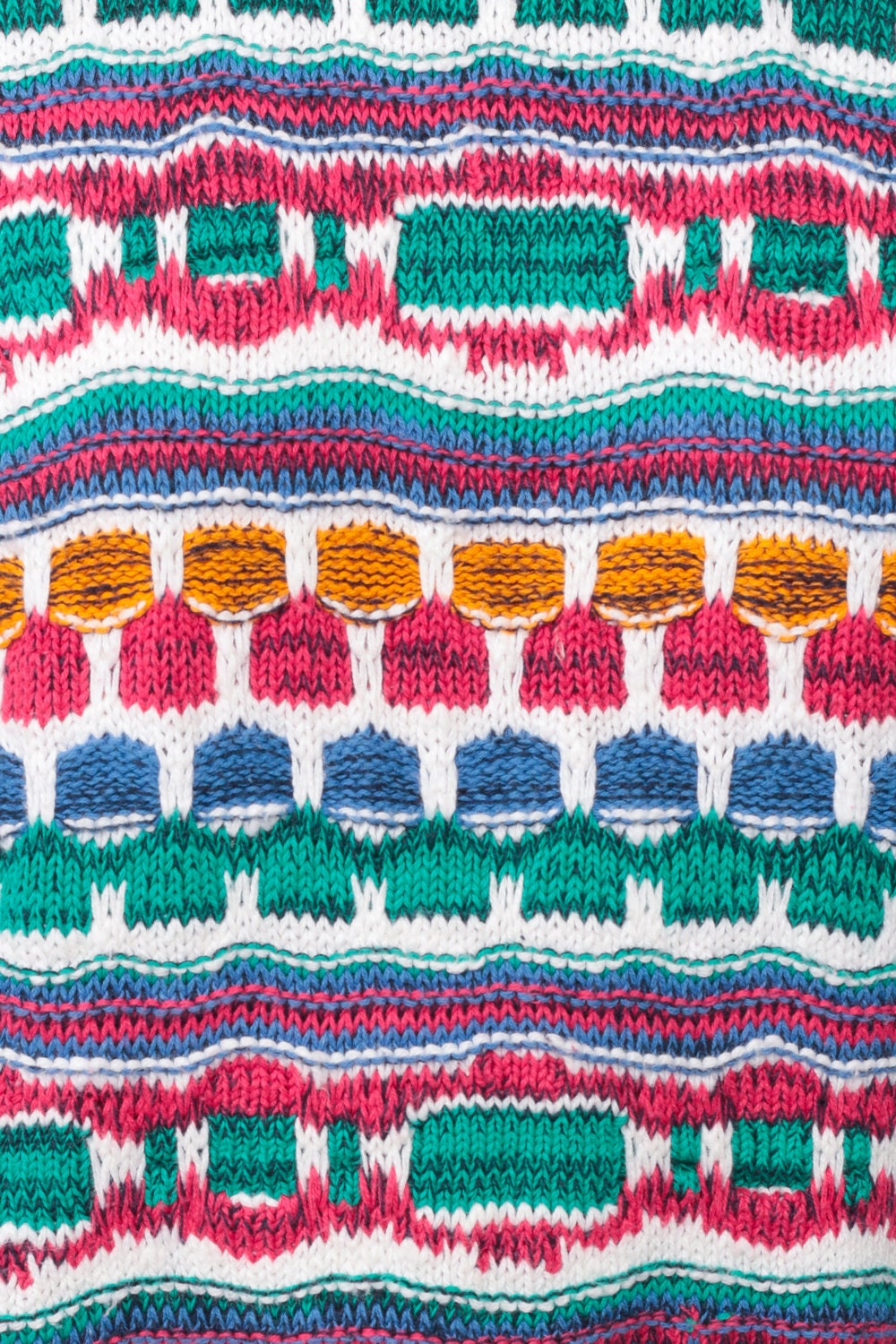 90s Striped Pullover Sweater Geometric Knit Blue Green Pink Large