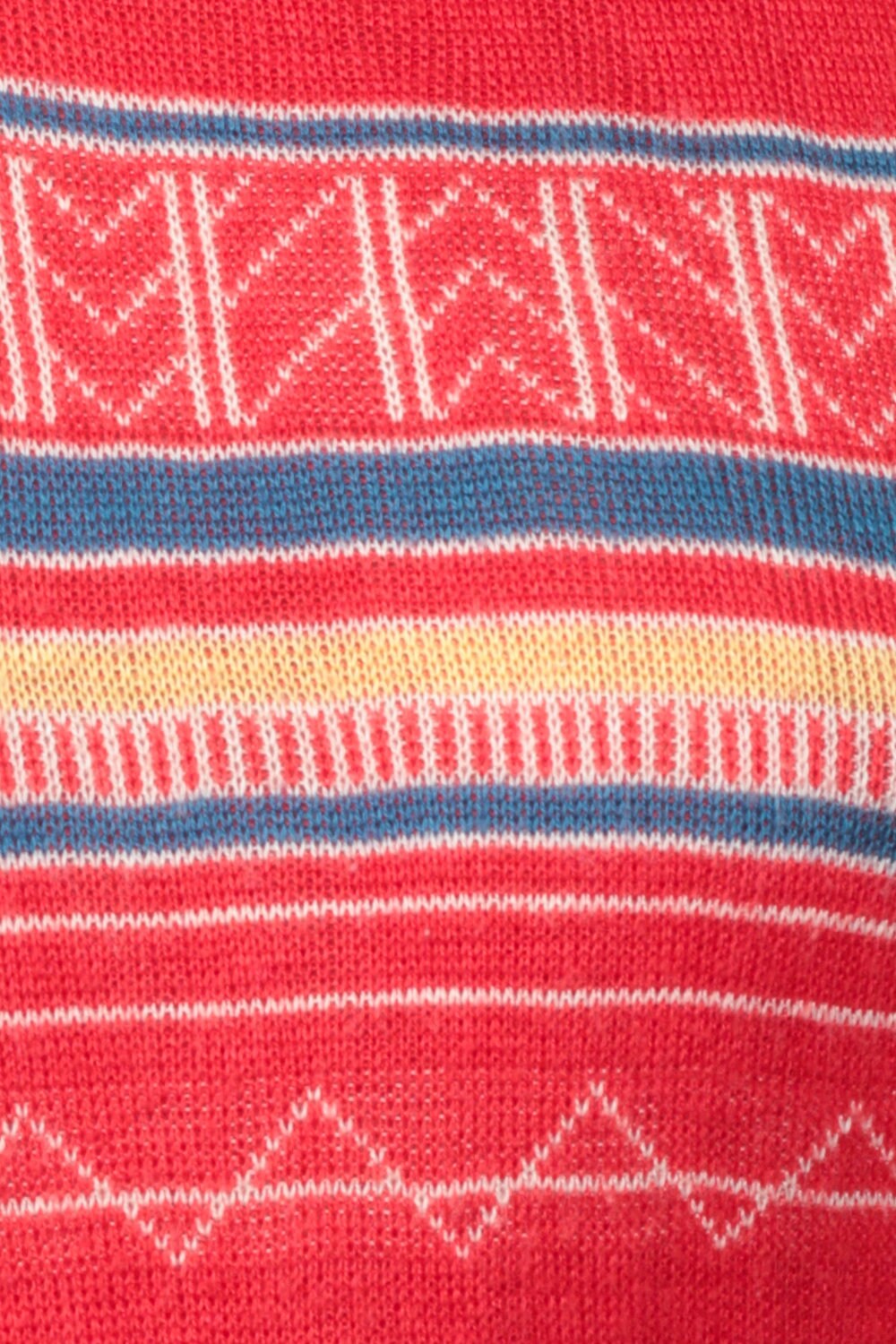 70s Red Striped Knit Sweater Pullover Geometric Small