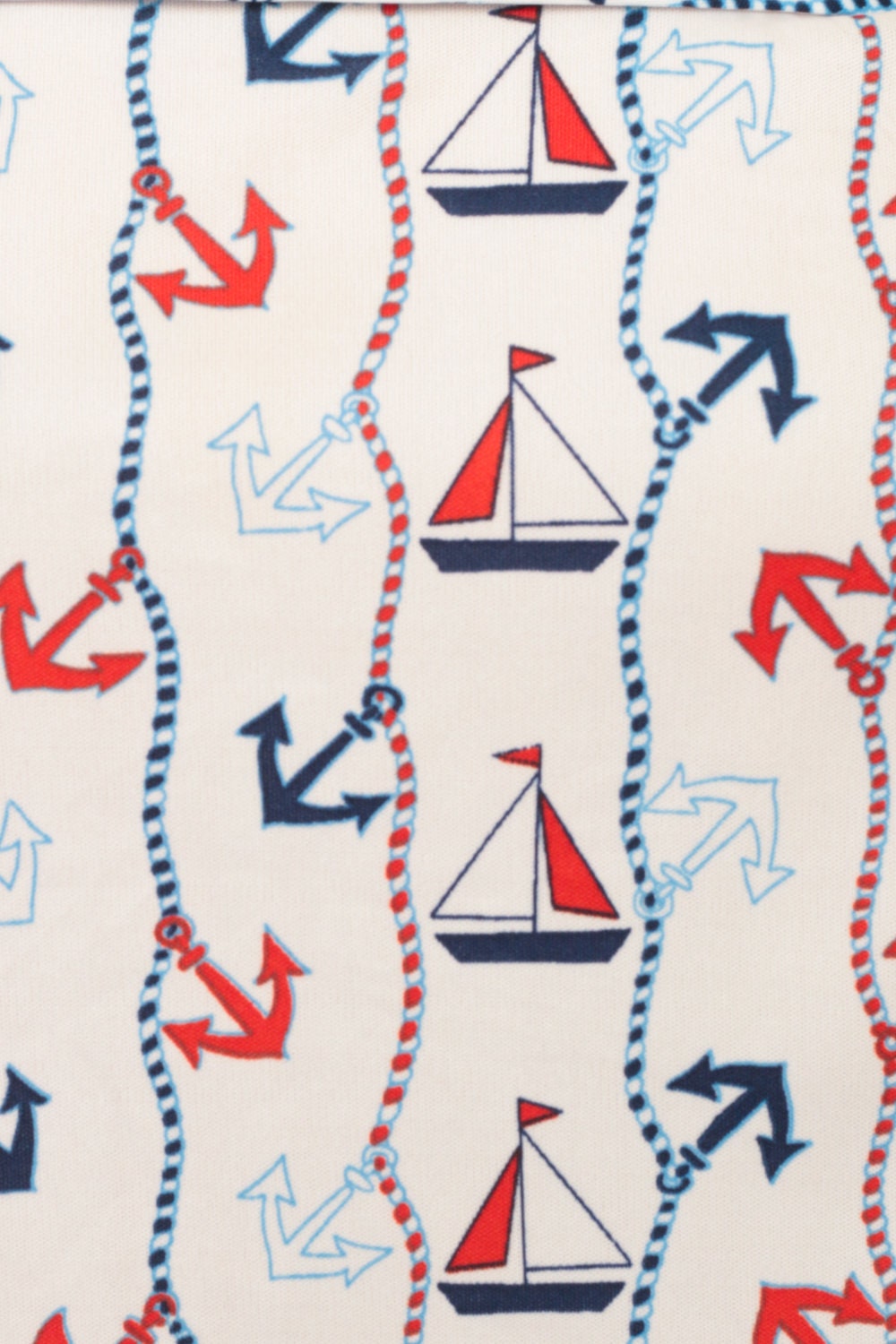 70s Nautical Crop Top White Sailboat Anchor Button-Up Blouse Small Medium