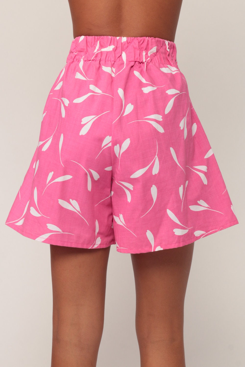 80s Floral Pink Shorts Newport Beach High Waist Wide Leg Cotton Extra Small