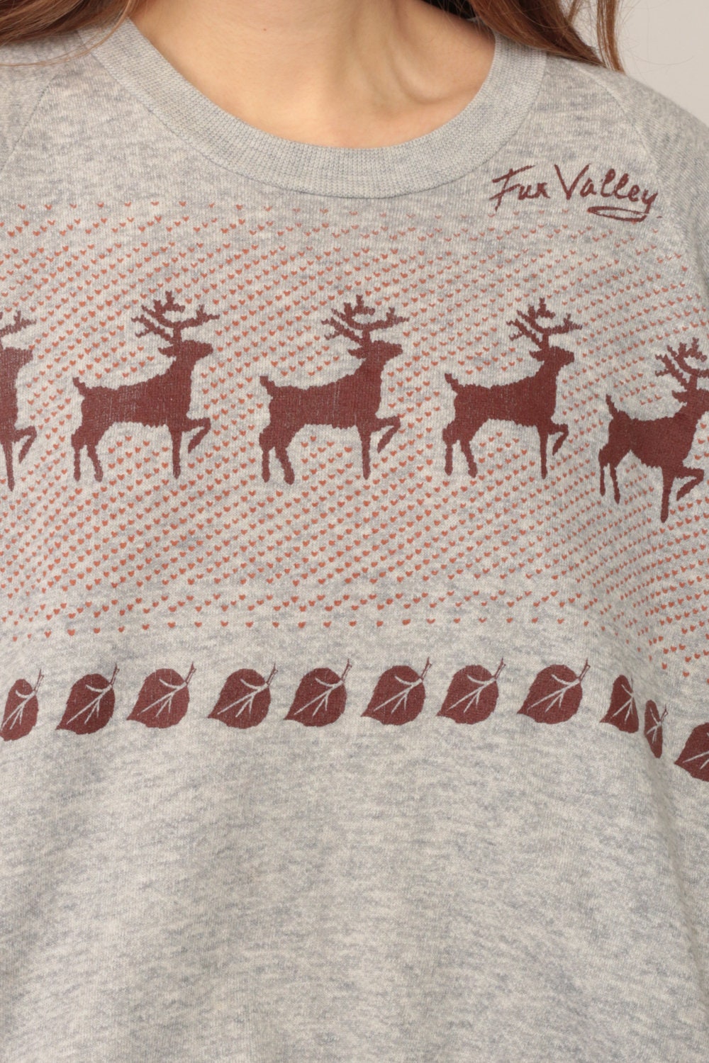 80s Deer Graphic Sweatshirt Unisex Pullover Cotton Blend Medium