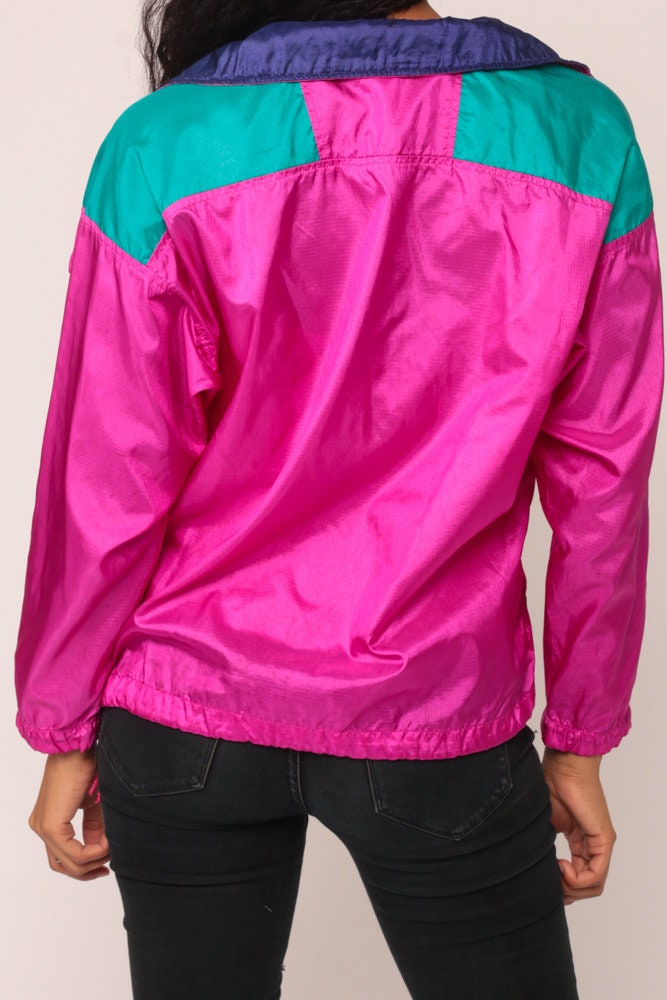 90s Columbia Windbreaker Jacket Half Zip Pullover Fuchsia Small