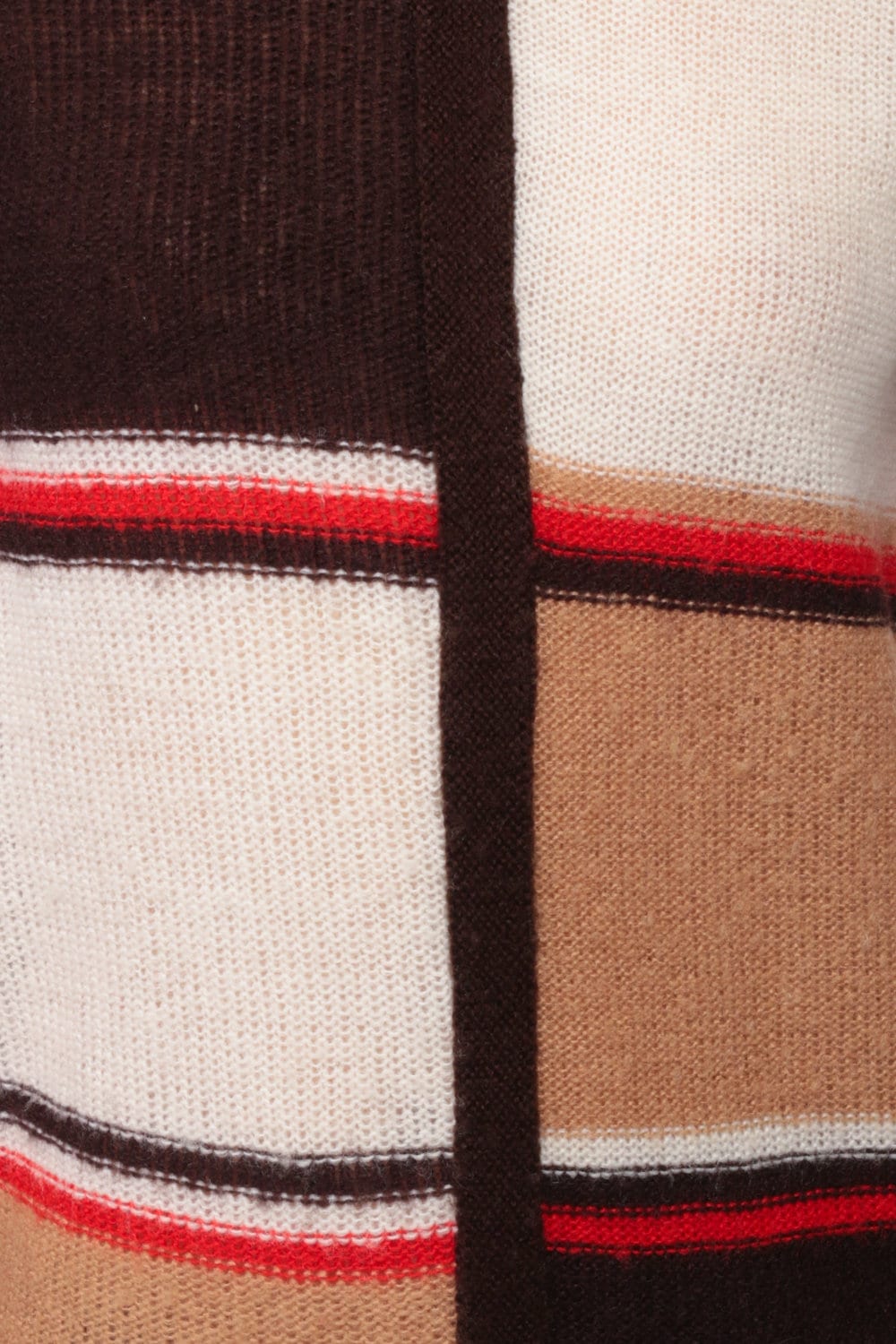 70s Colour Block Knit Sweater Bell Sleeve Tan Brown Pullover Small