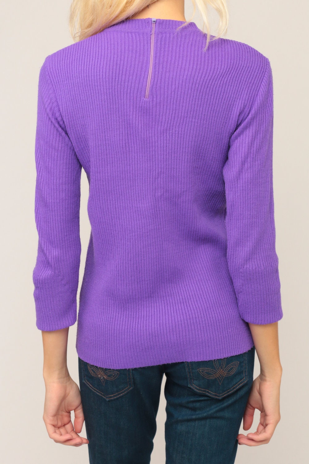 70s Purple Acrylic Knit Pullover Sweater Jumper Extra Large XL