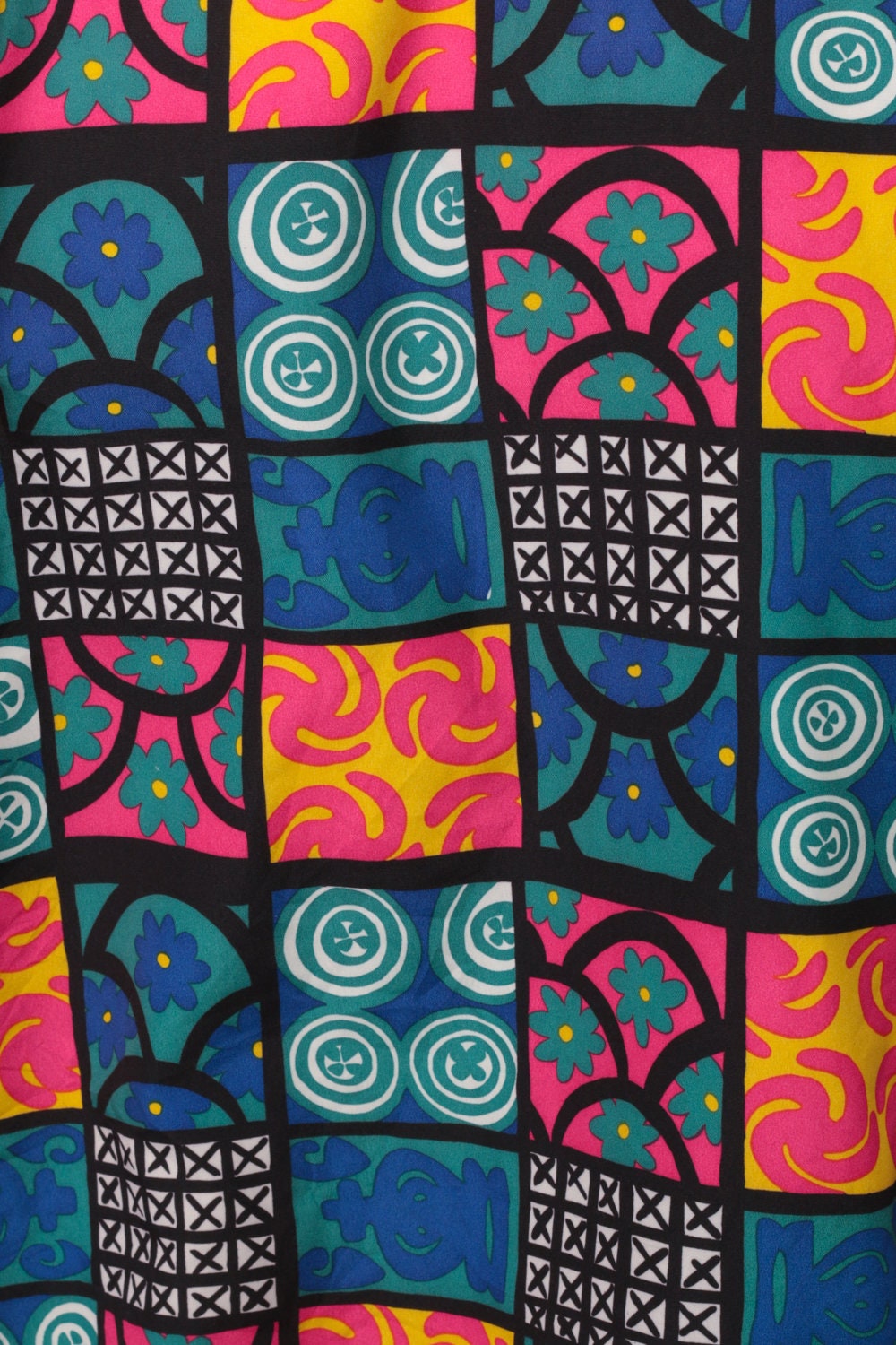 90s Geometric Floral Windbreaker Jacket Blue Pink XXL