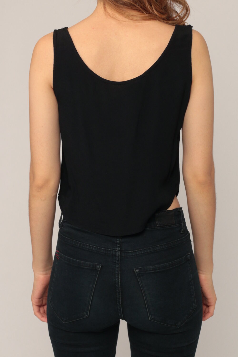 90s Black Rayon Tank Top Sleeveless Shirt Extra Small